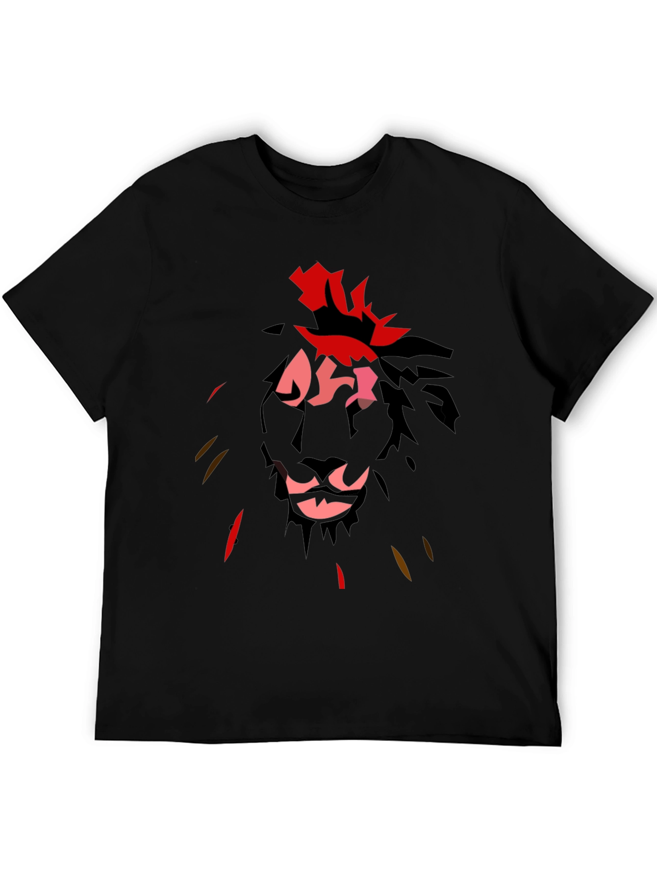 Abstract Lion Graphic Black T-Shirt