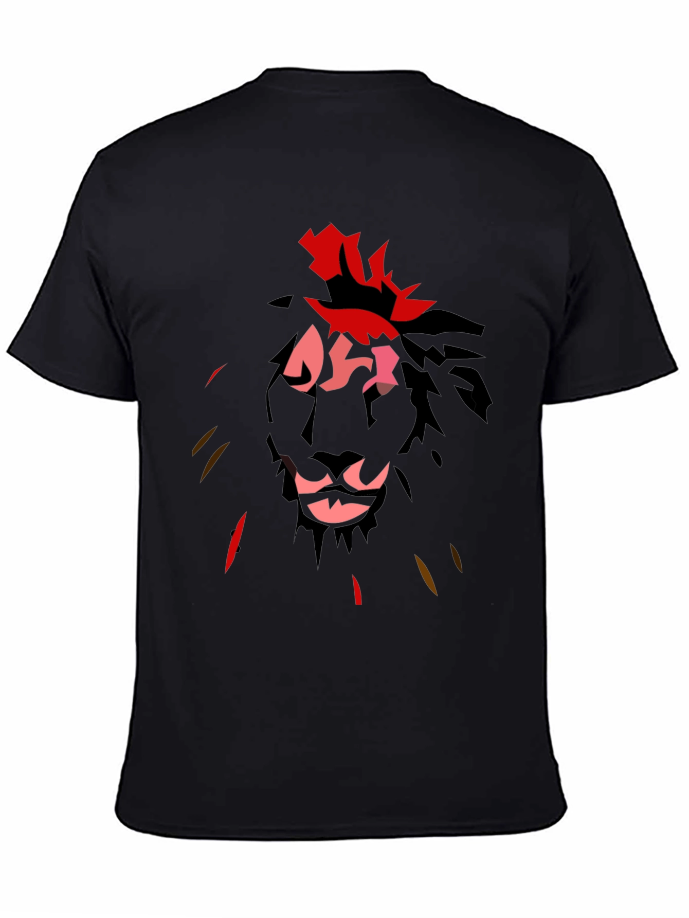 Abstract Lion Graphic Black T-Shirt