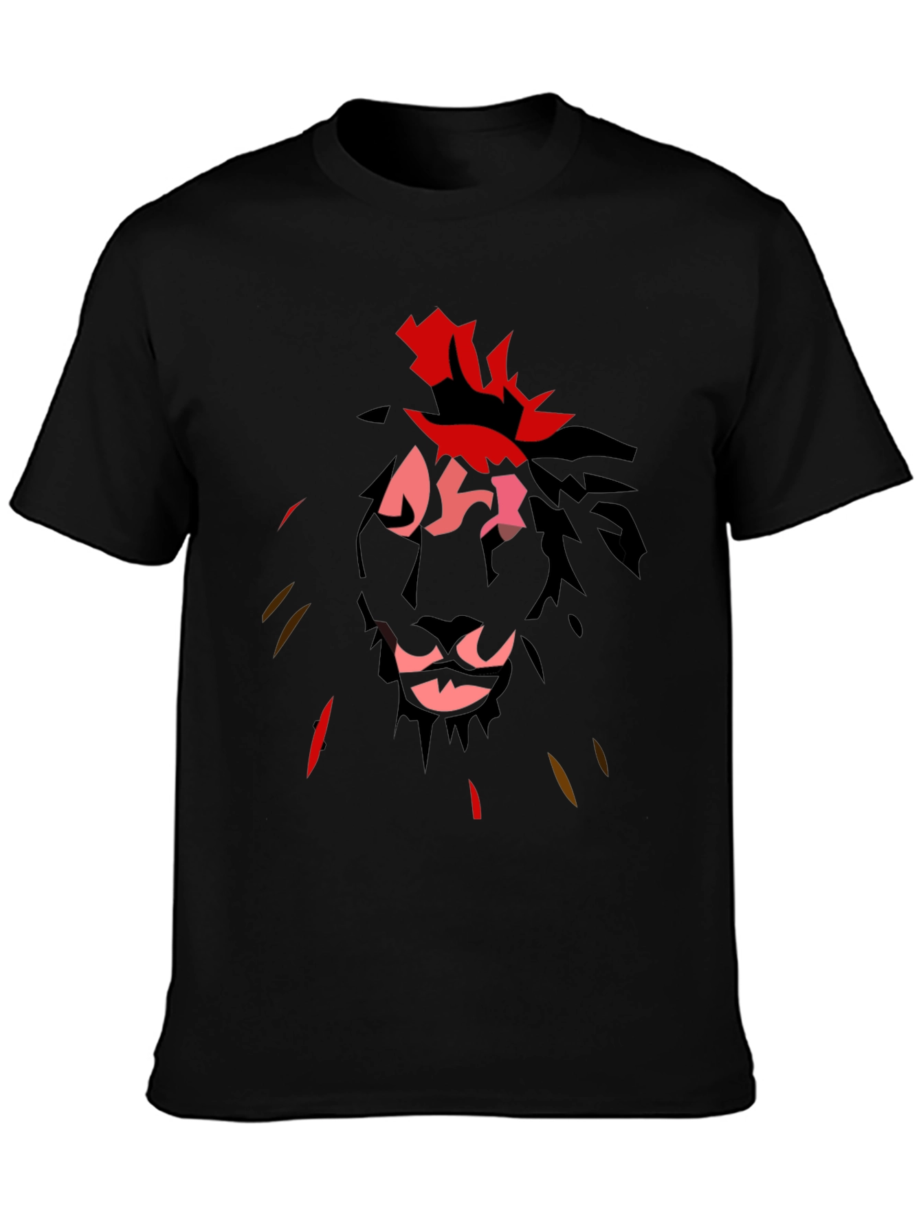 Abstract Lion Graphic Black T-Shirt