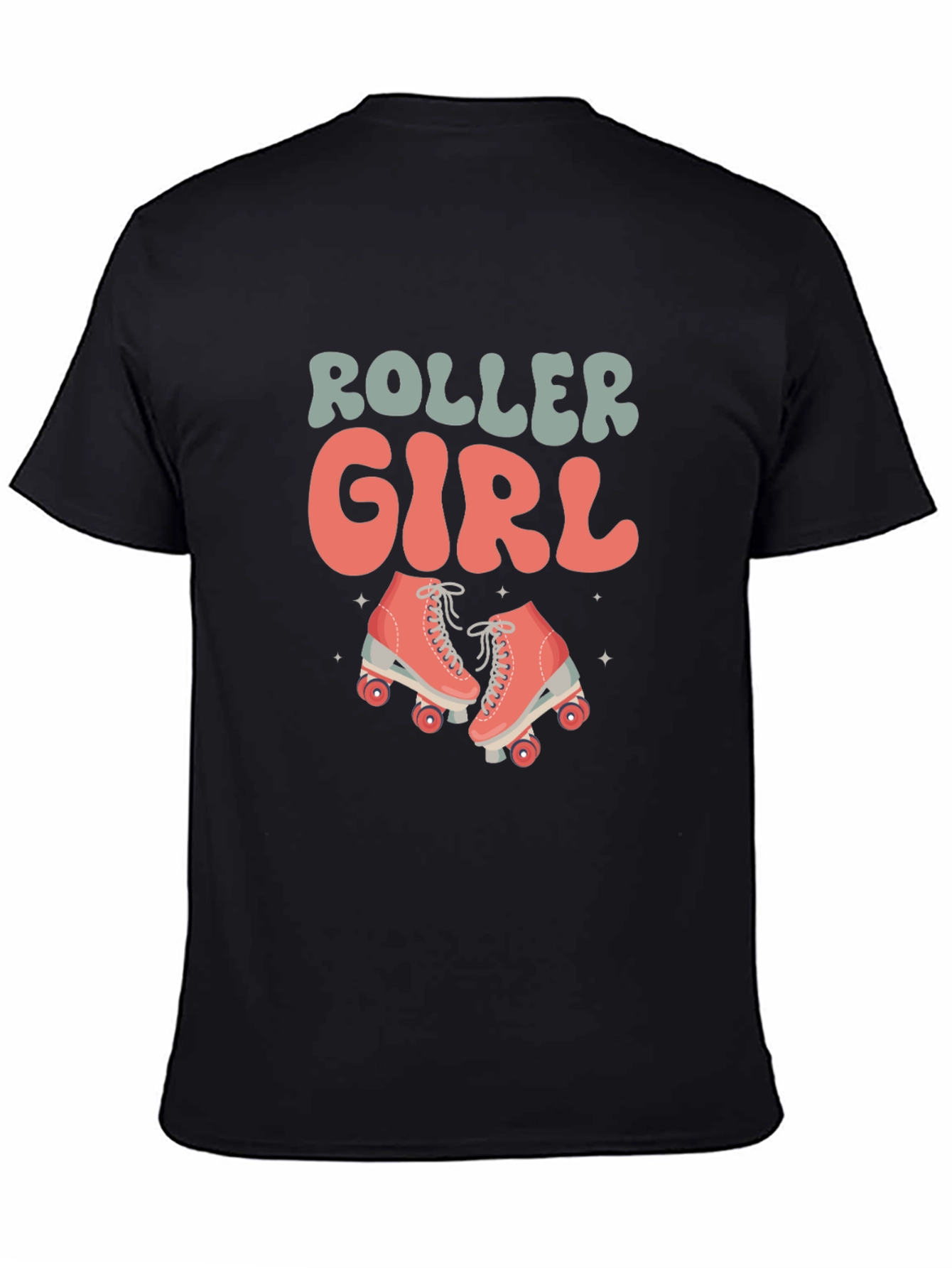 Retro Roller Girl Black T-Shirt