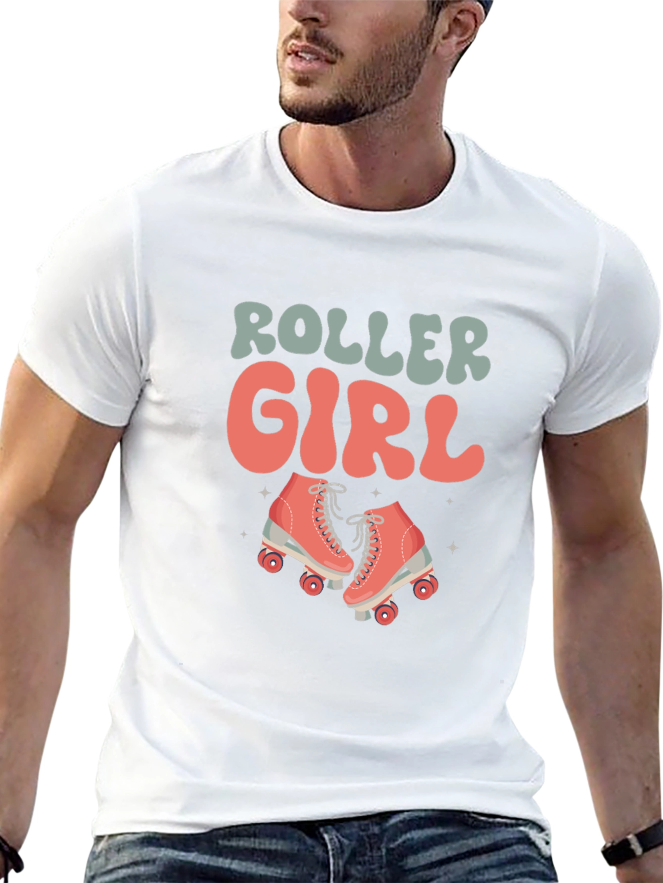 Retro Roller Girl Black T-Shirt