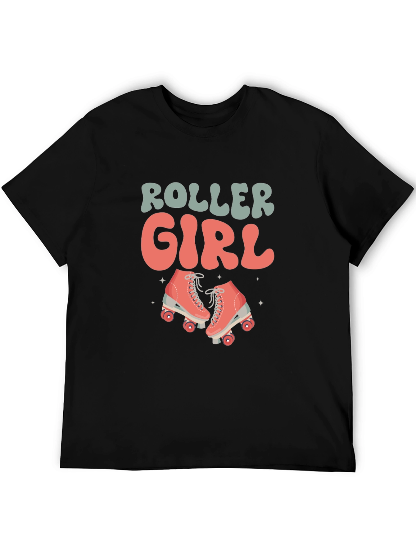 Retro Roller Girl Black T-Shirt
