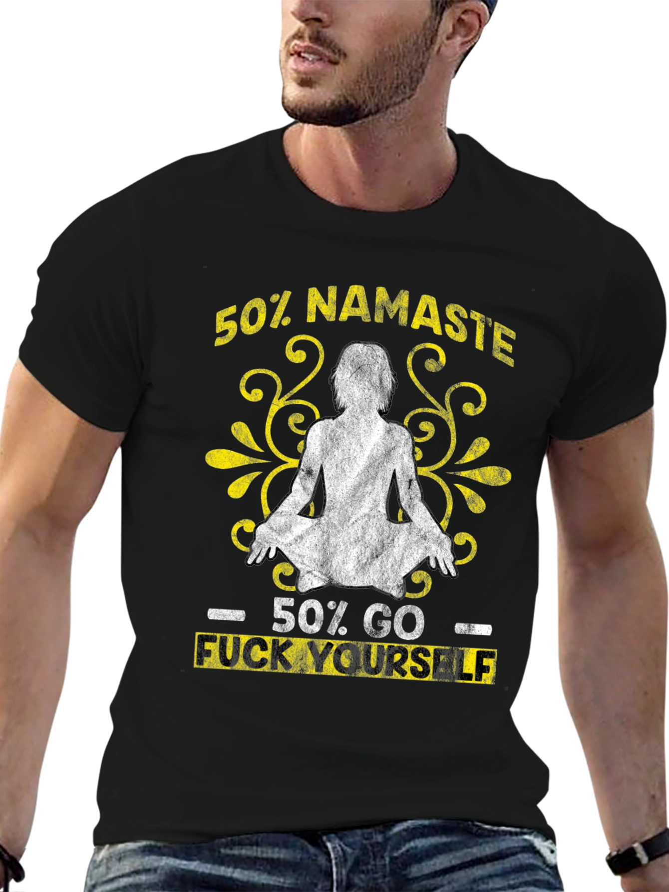 50% Namaste 50% Go F Yourself Graphic Tee