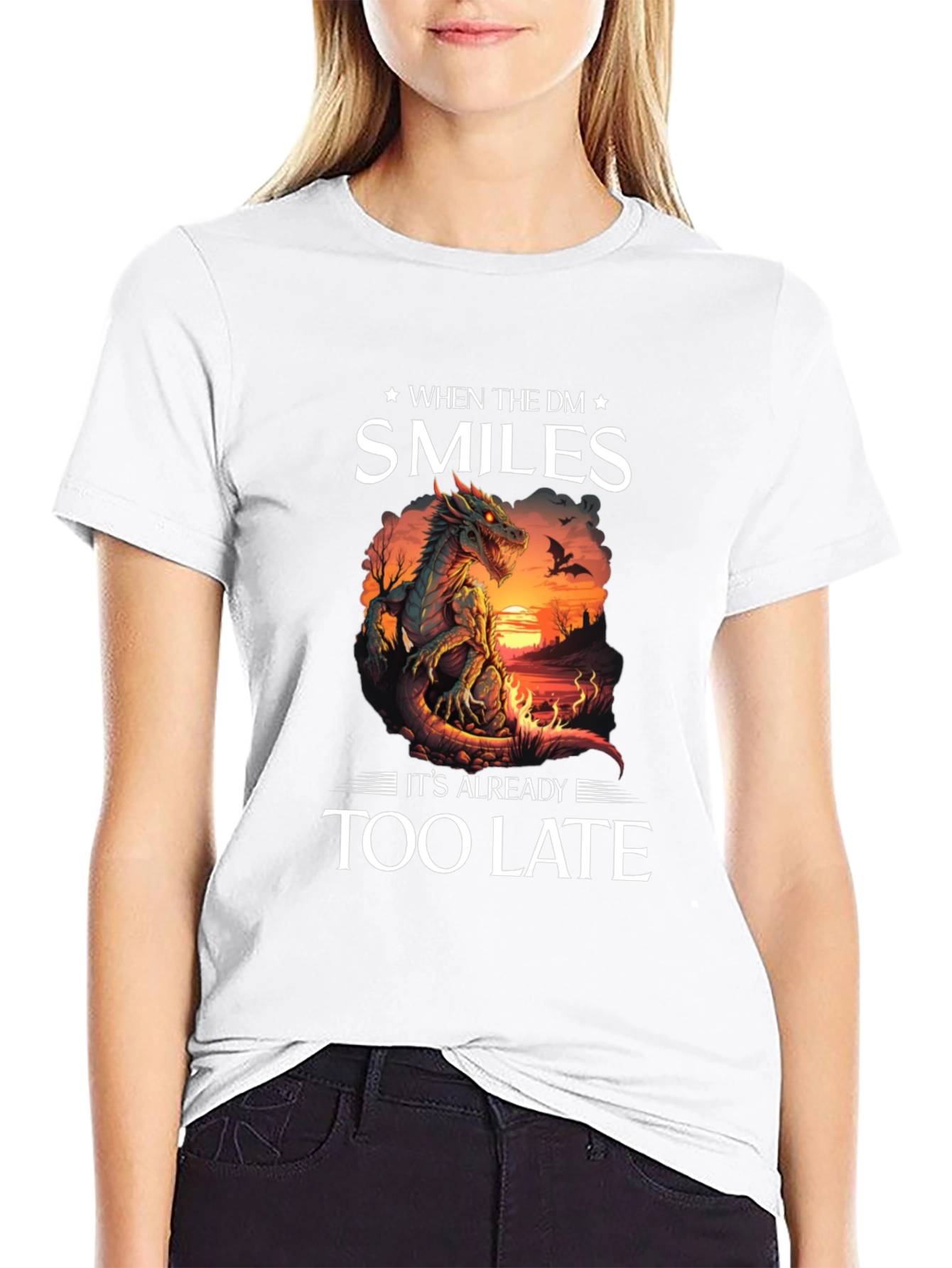 When the DM Smiles T-Shirt Dragon Graphic