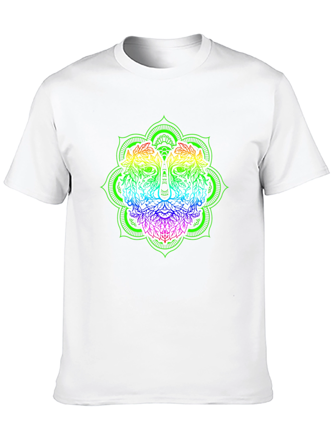 Rainbow Green Man Mandala Black T-Shirt