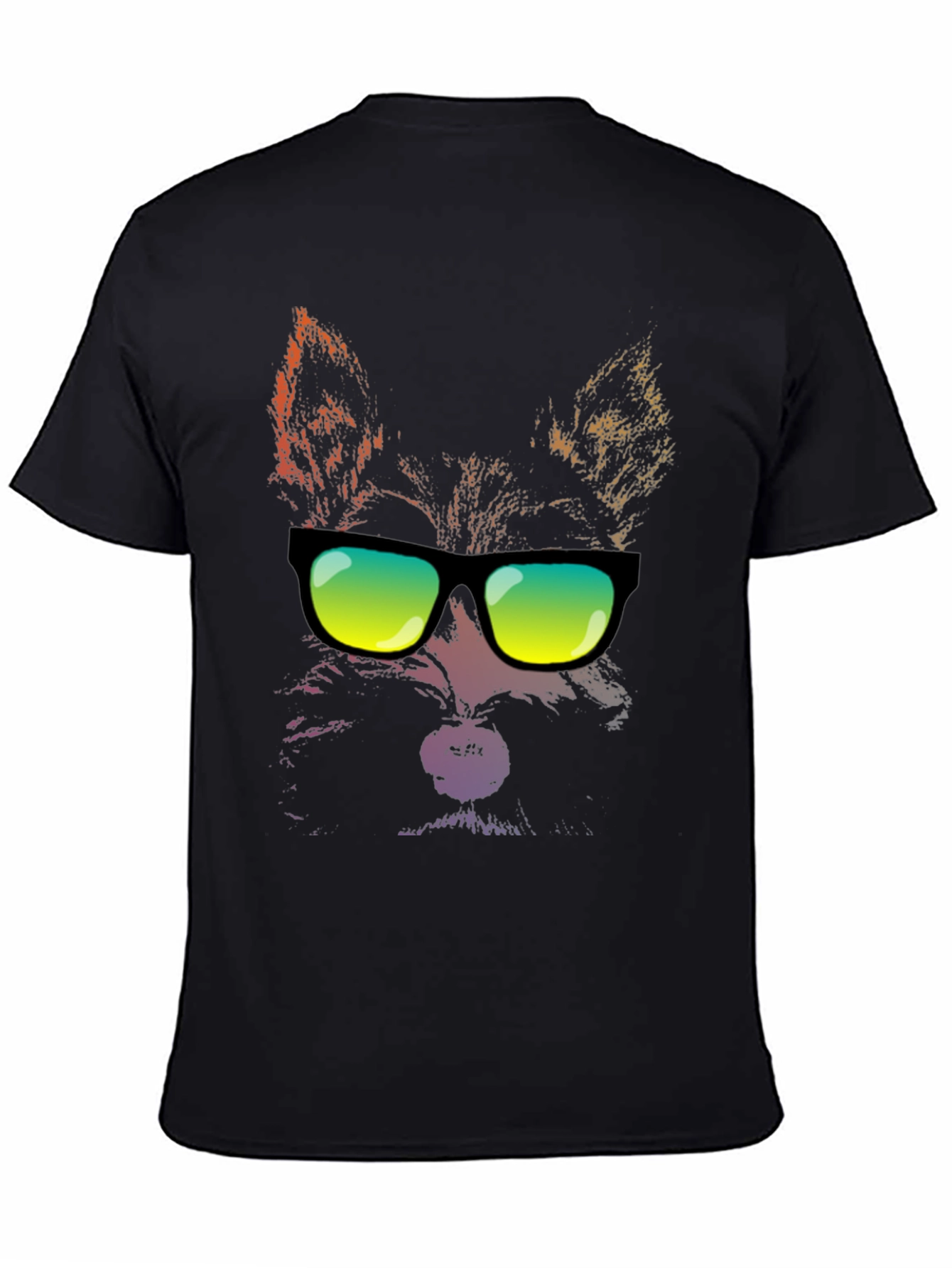 Cool Cat Sunglasses Graphic T-Shirt - Black