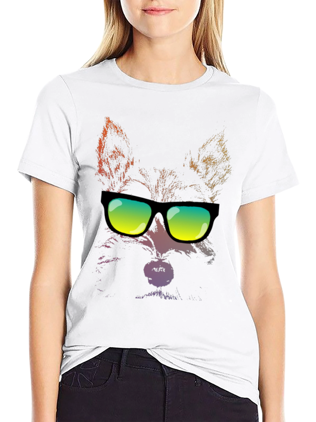 Cool Cat Sunglasses Graphic T-Shirt - Black