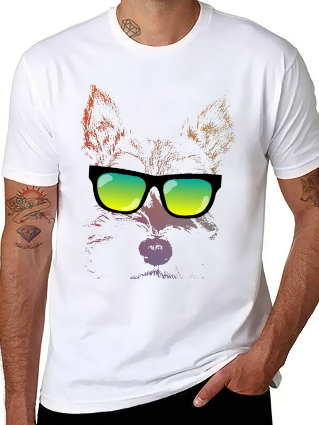 Cool Cat Sunglasses Graphic T-Shirt - Black