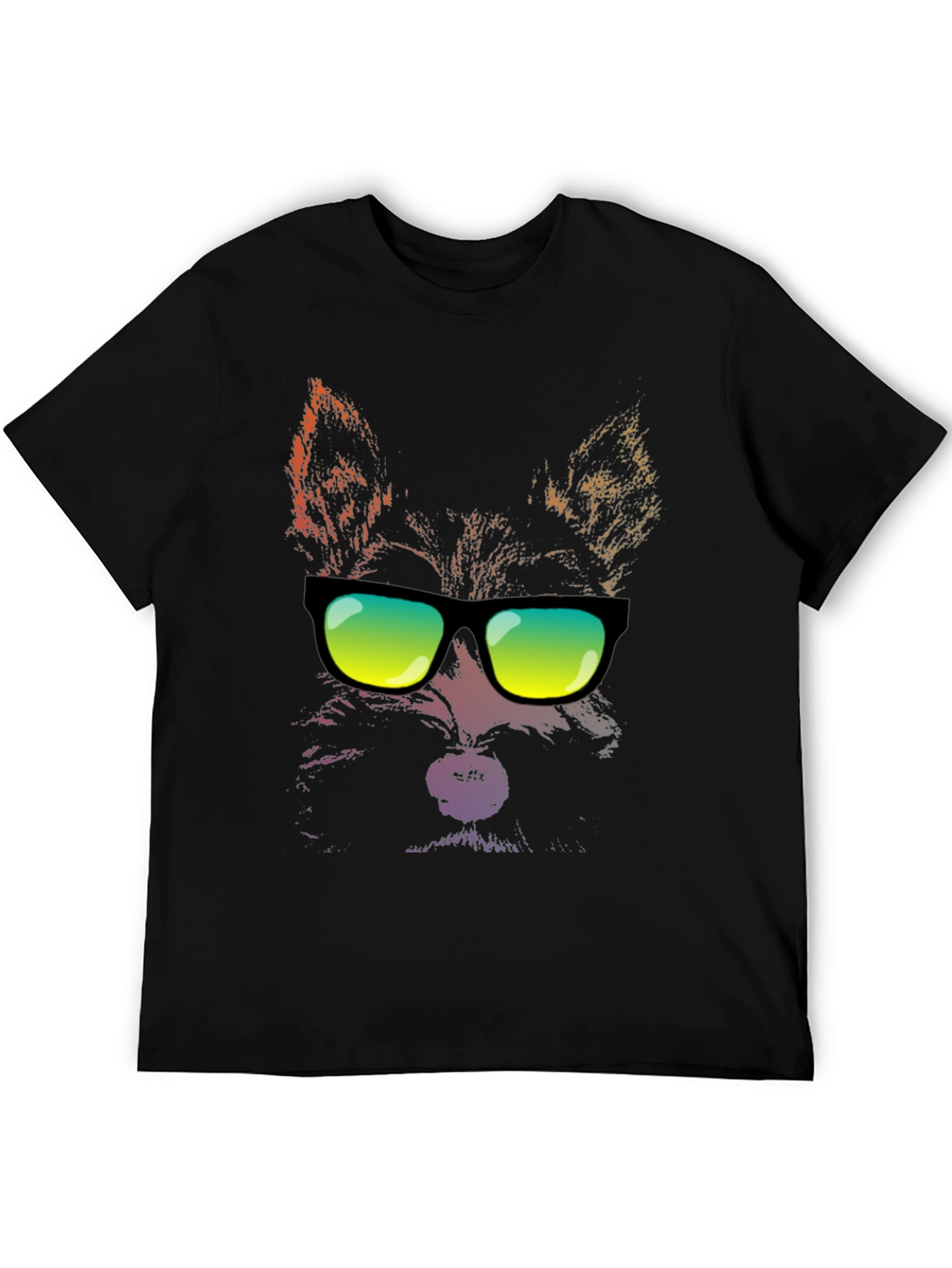 Cool Cat Sunglasses Graphic T-Shirt - Black