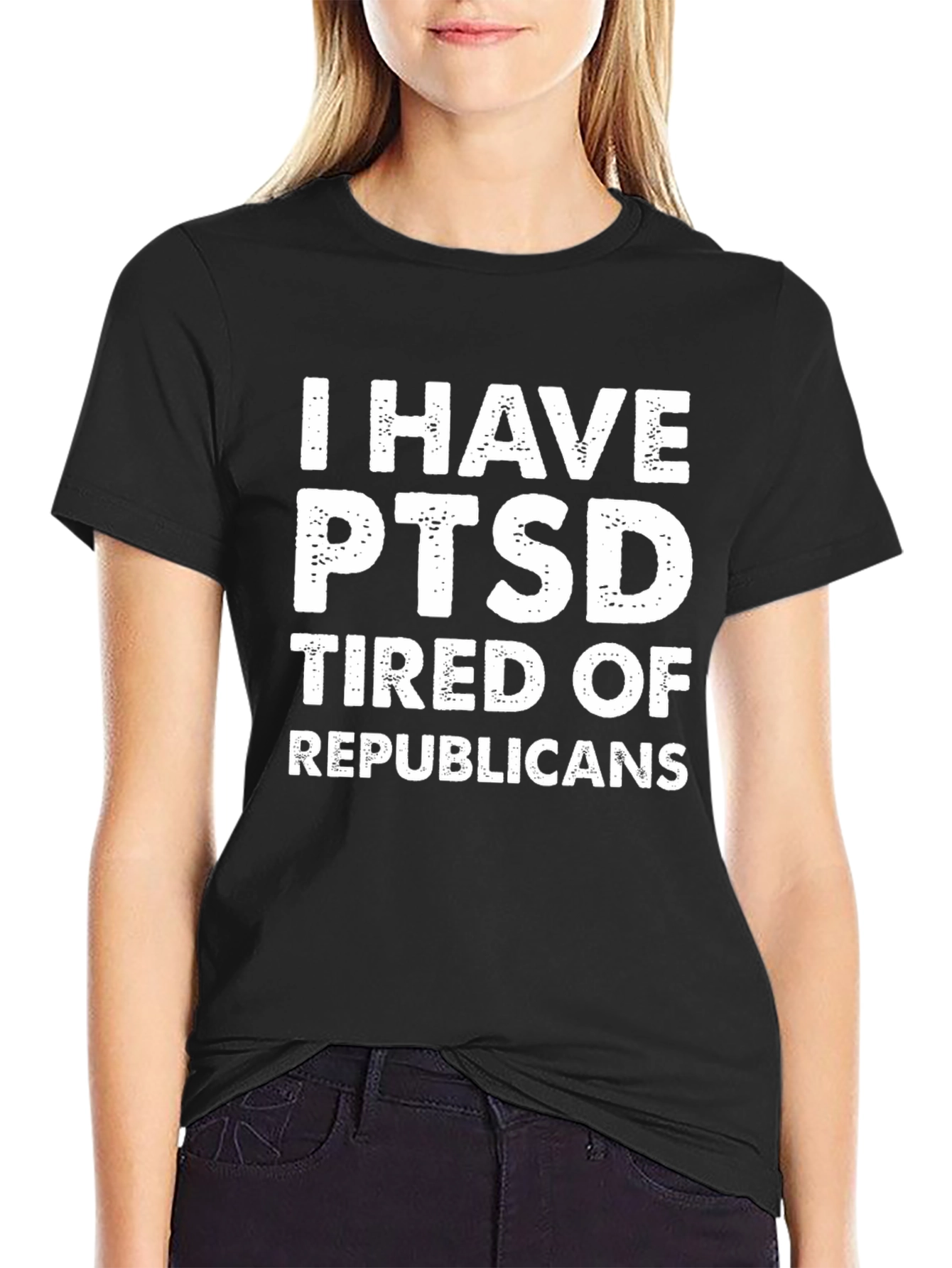 I Have PTSD Tired Of Republicans Black T-Shirt