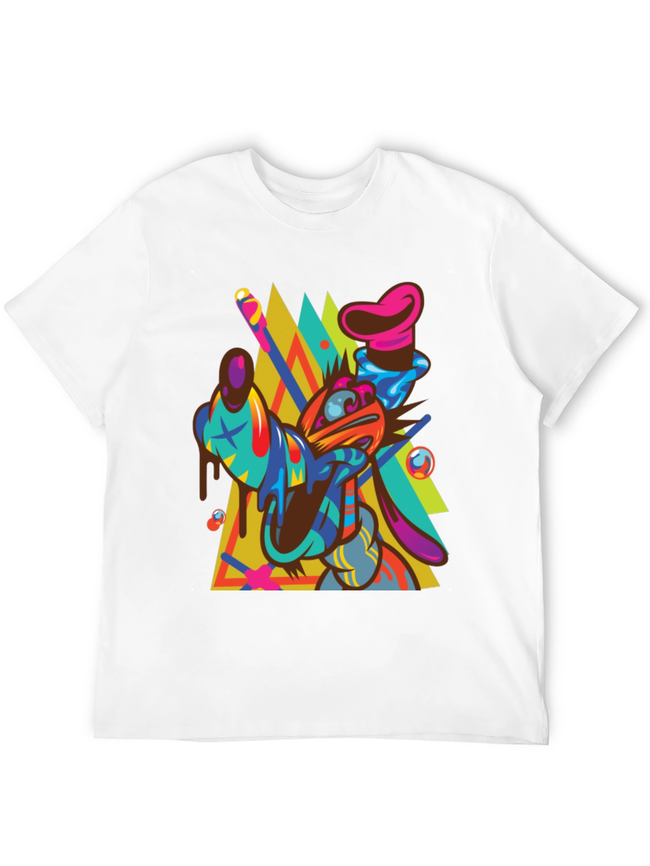 Abstract Goofy Graphic Print Black T-Shirt