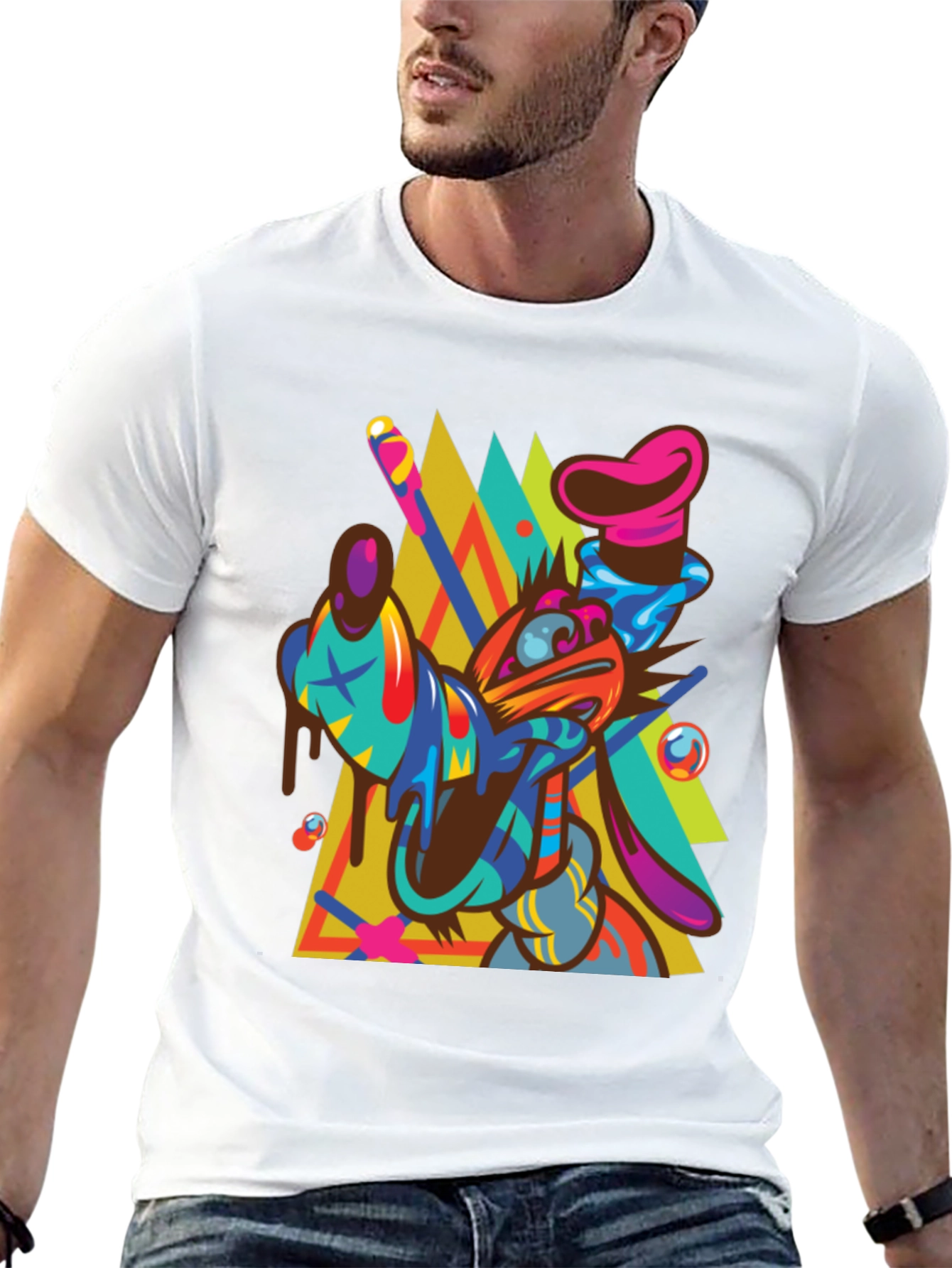 Abstract Goofy Graphic Print Black T-Shirt