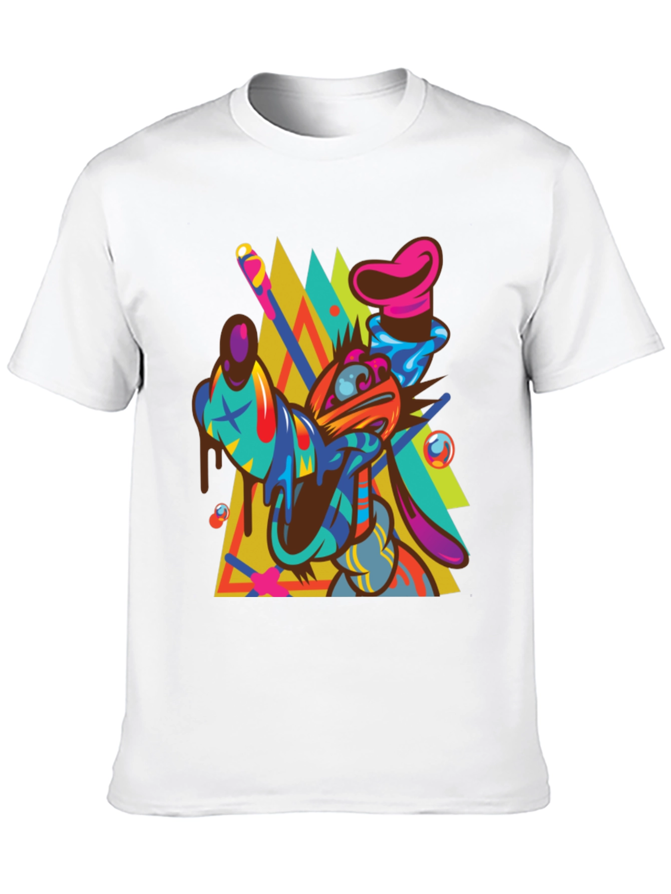 Abstract Goofy Graphic Print Black T-Shirt