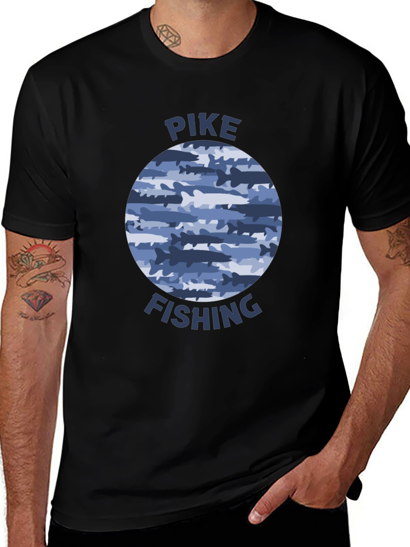 Pike Fishing T-Shirt - Camo Fish Design