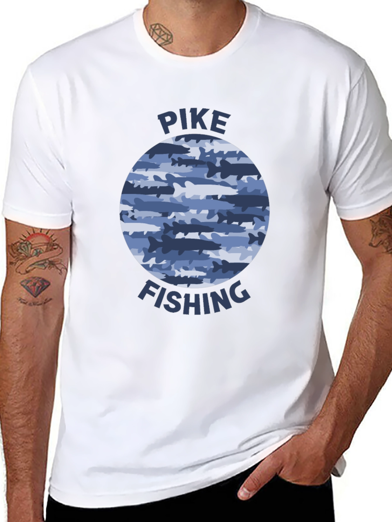 Pike Fishing T-Shirt - Camo Fish Design