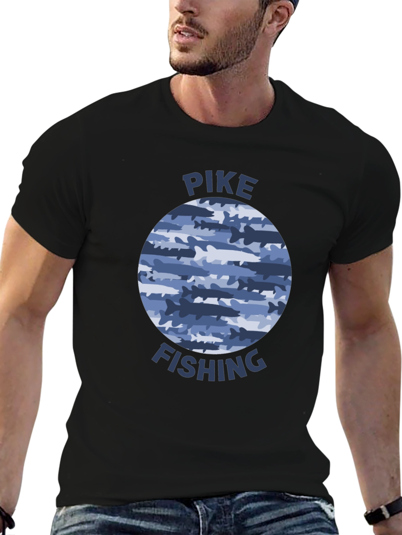 Pike Fishing T-Shirt - Camo Fish Design