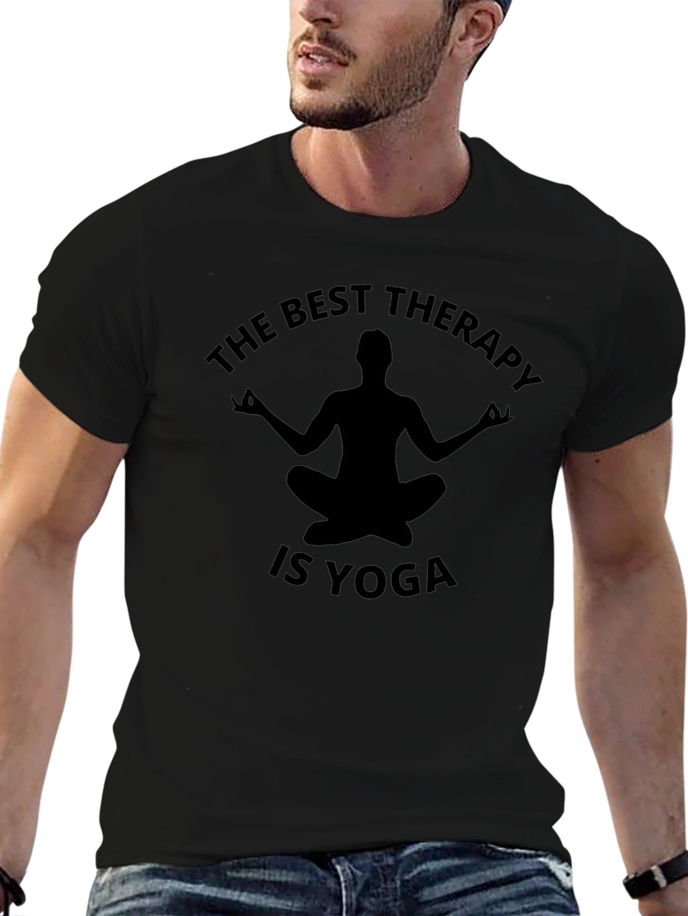 The Best Therapy Is Yoga Mens T-Shirt Black