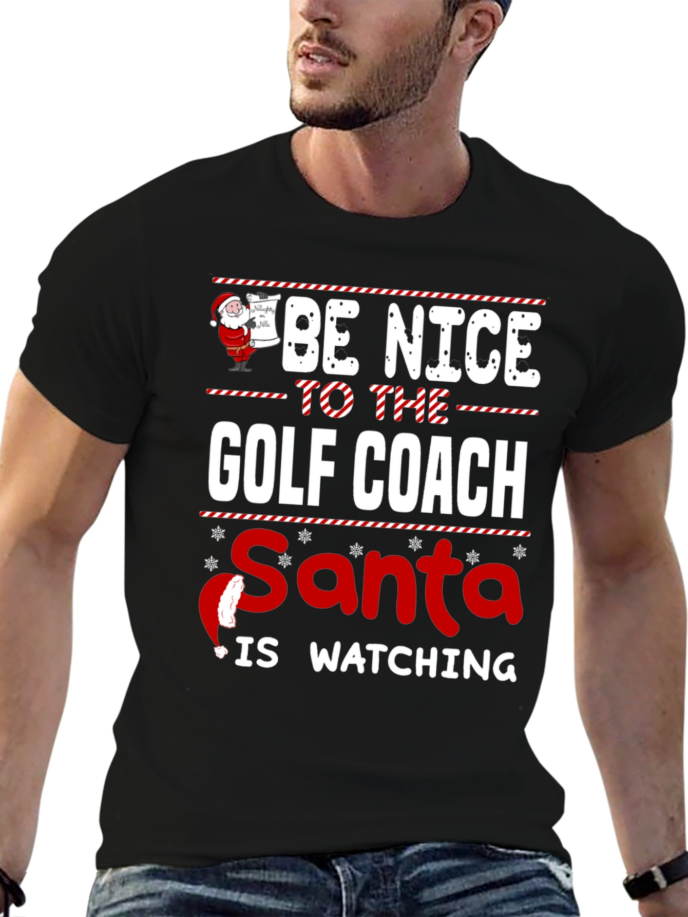 Be Nice to the Golf Coach Santa T-Shirt