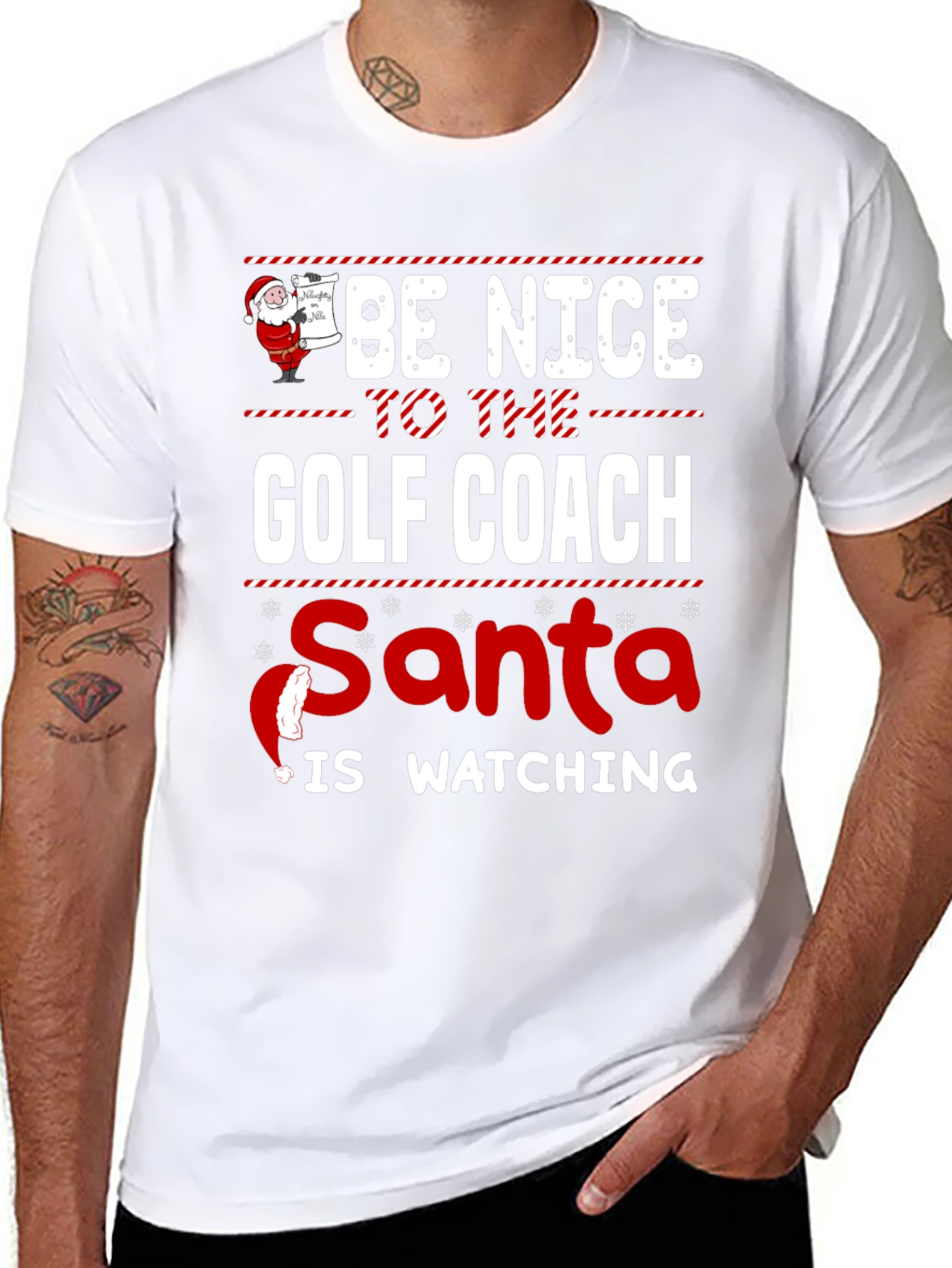 Be Nice to the Golf Coach Santa T-Shirt