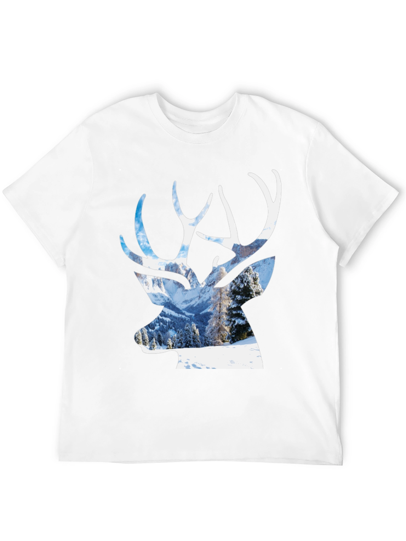 Deer Silhouette Winter Scene Graphic T-Shirt