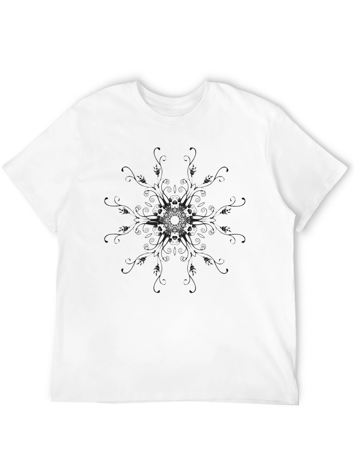 Geometric Mandala Graphic Black T-Shirt