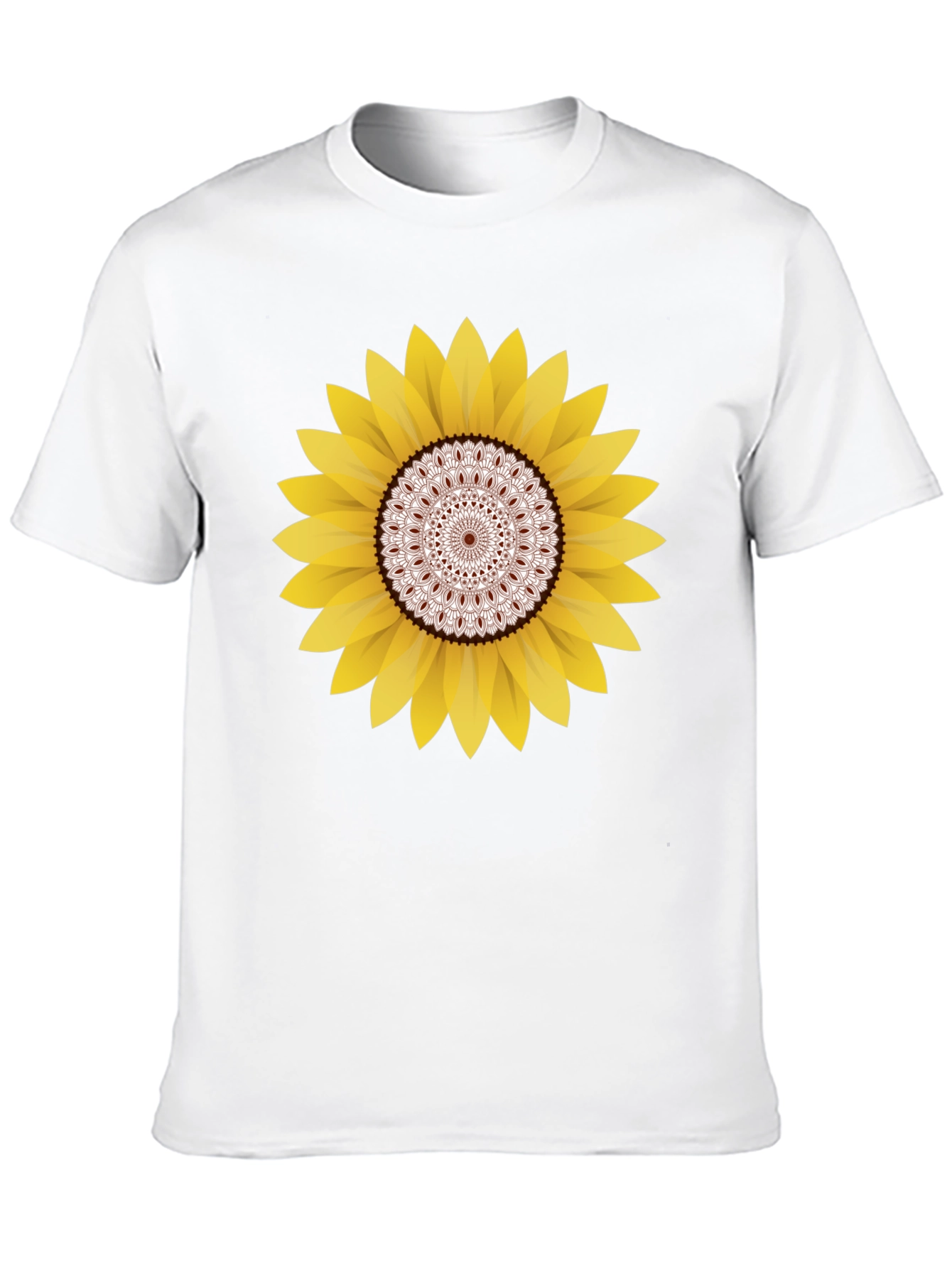 Sunflower Mandala Graphic Black T-Shirt