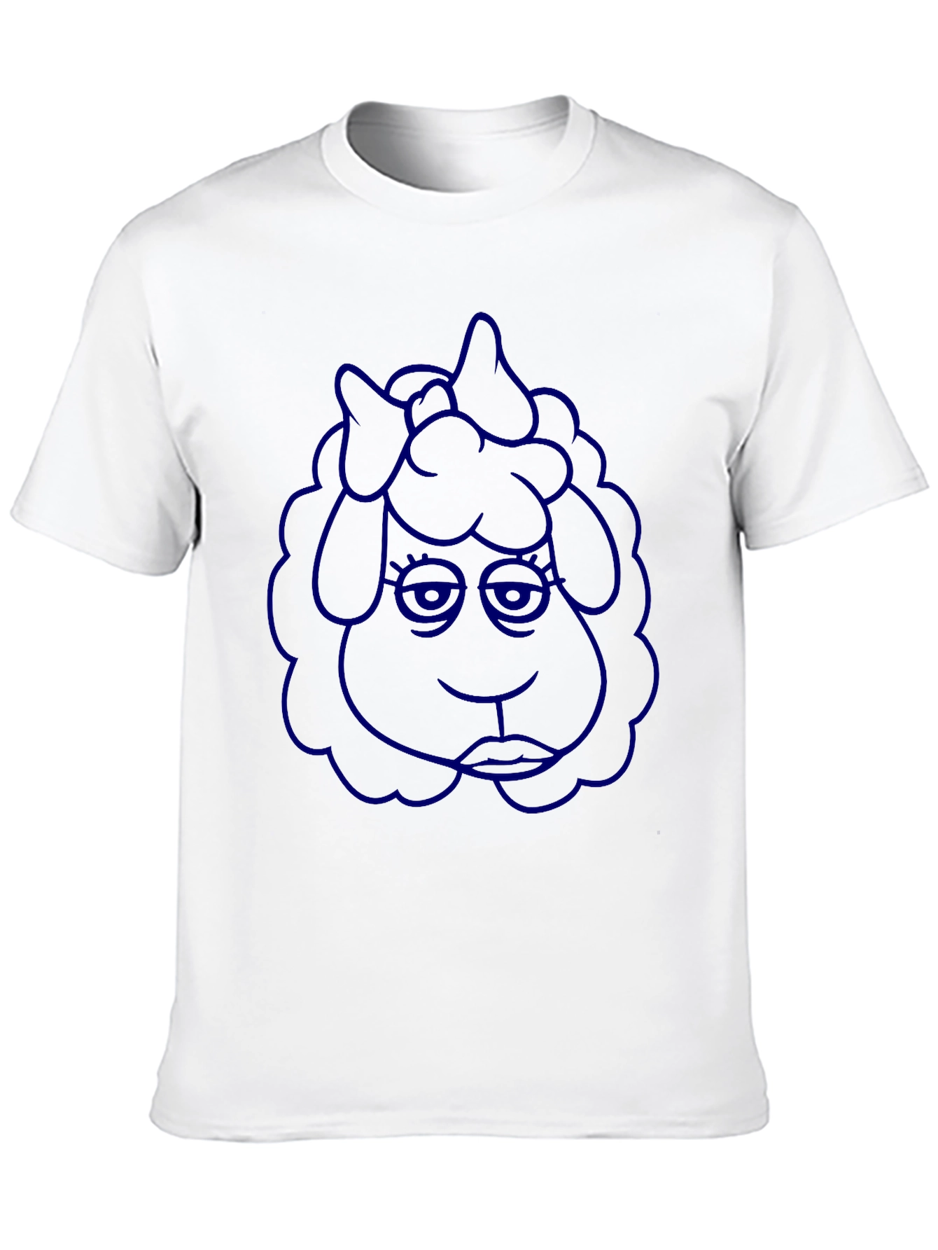 Blue Cartoon Sheep Graphic Tee