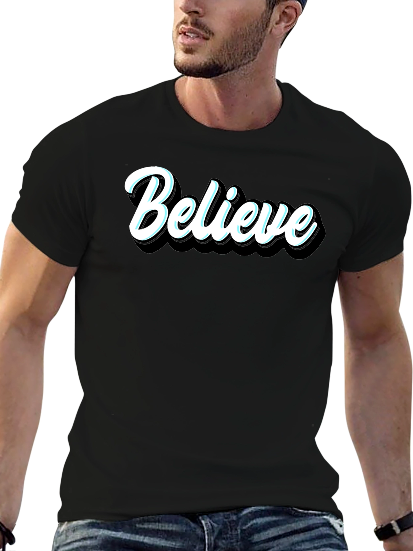 Believe Black Graphic T-Shirt