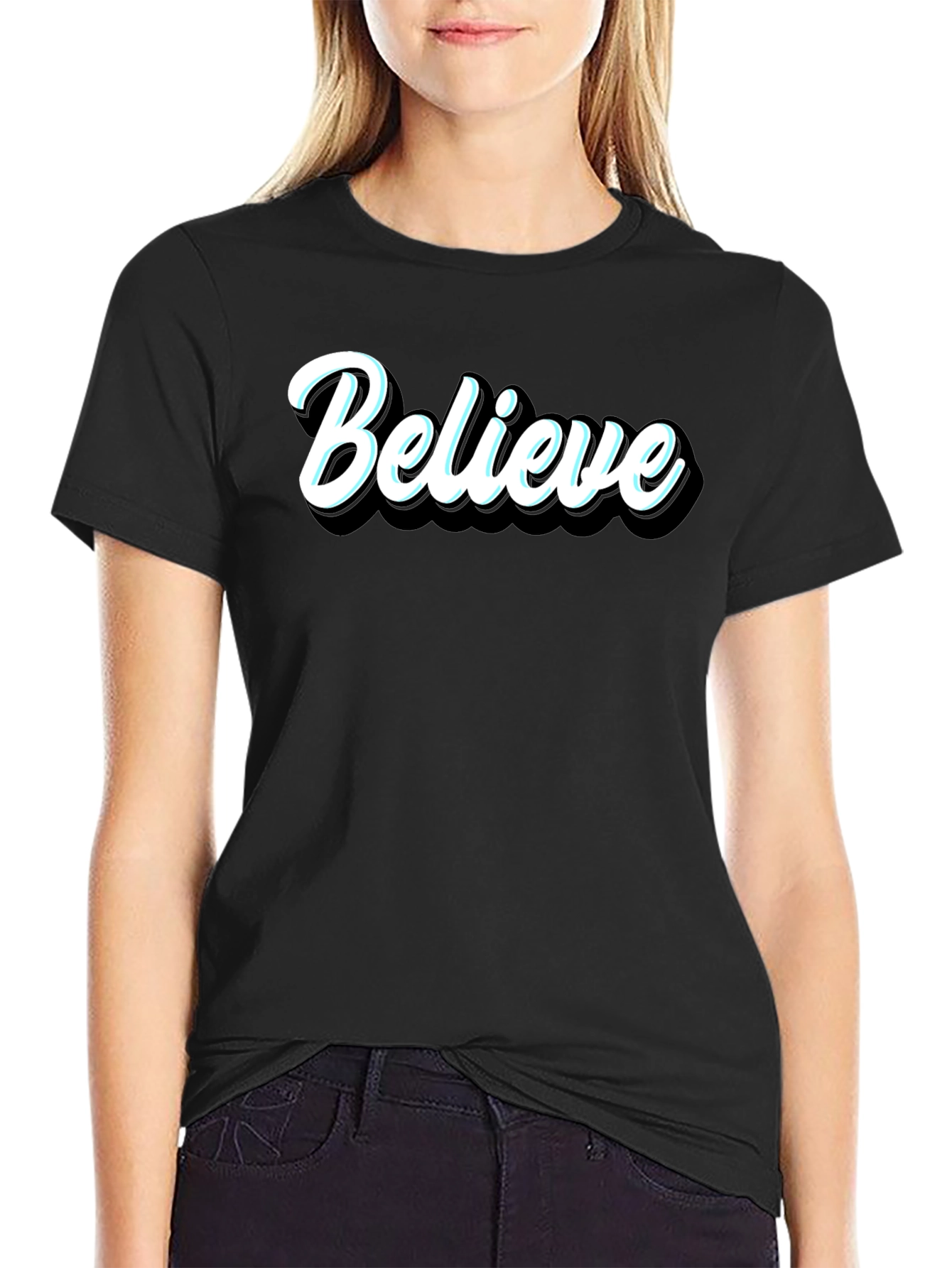Believe Black Graphic T-Shirt