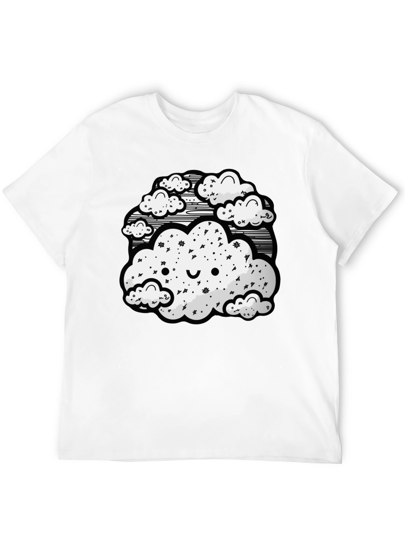 Cute Cloud Graphic Black T-Shirt