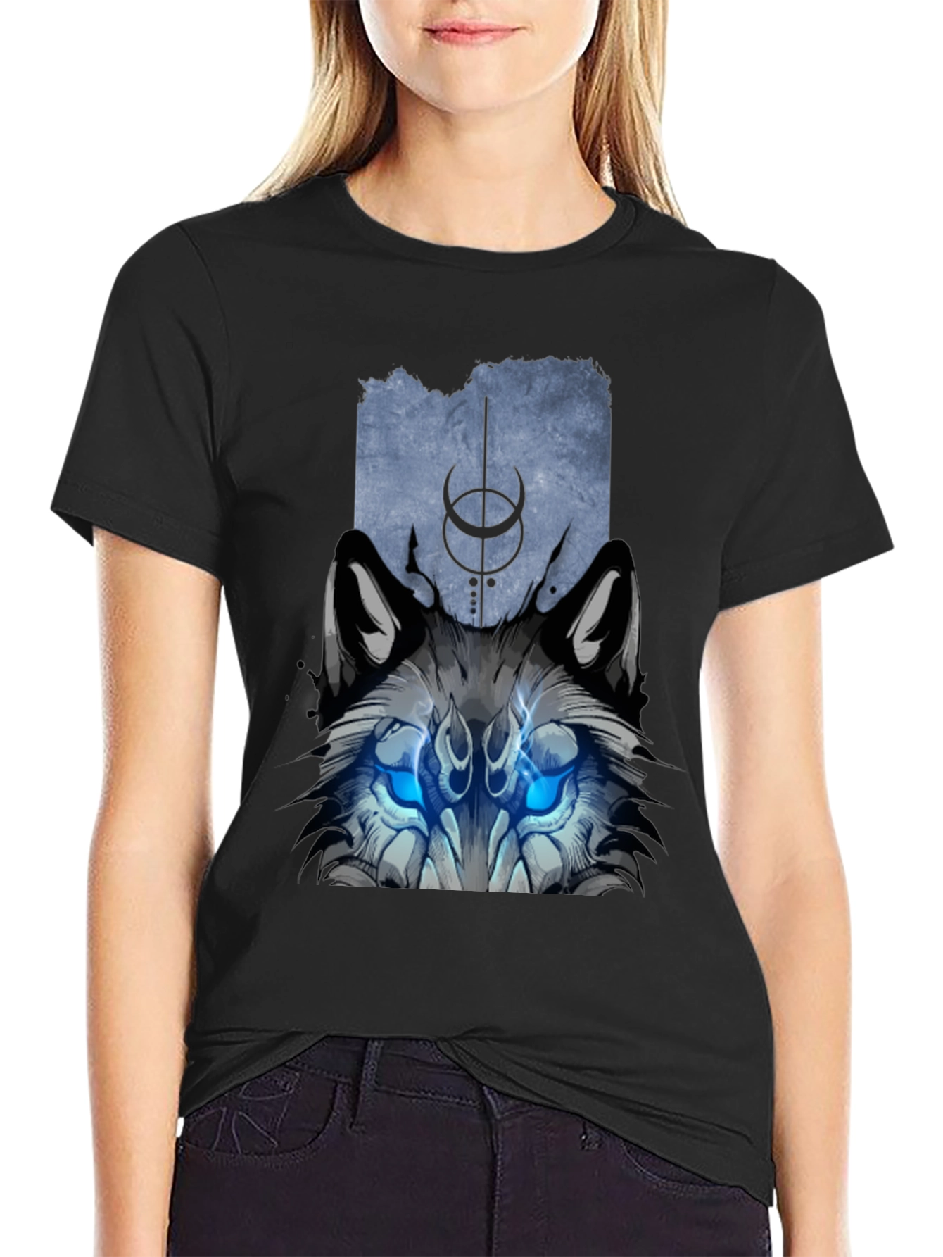 Mystic Wolf Graphic Tee - Black
