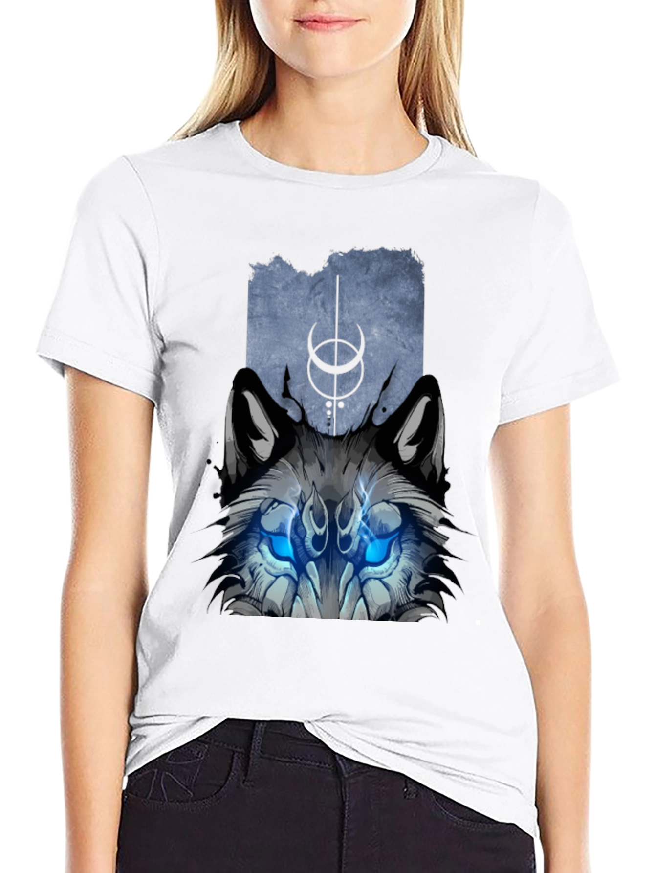 Mystic Wolf Graphic Tee - Black