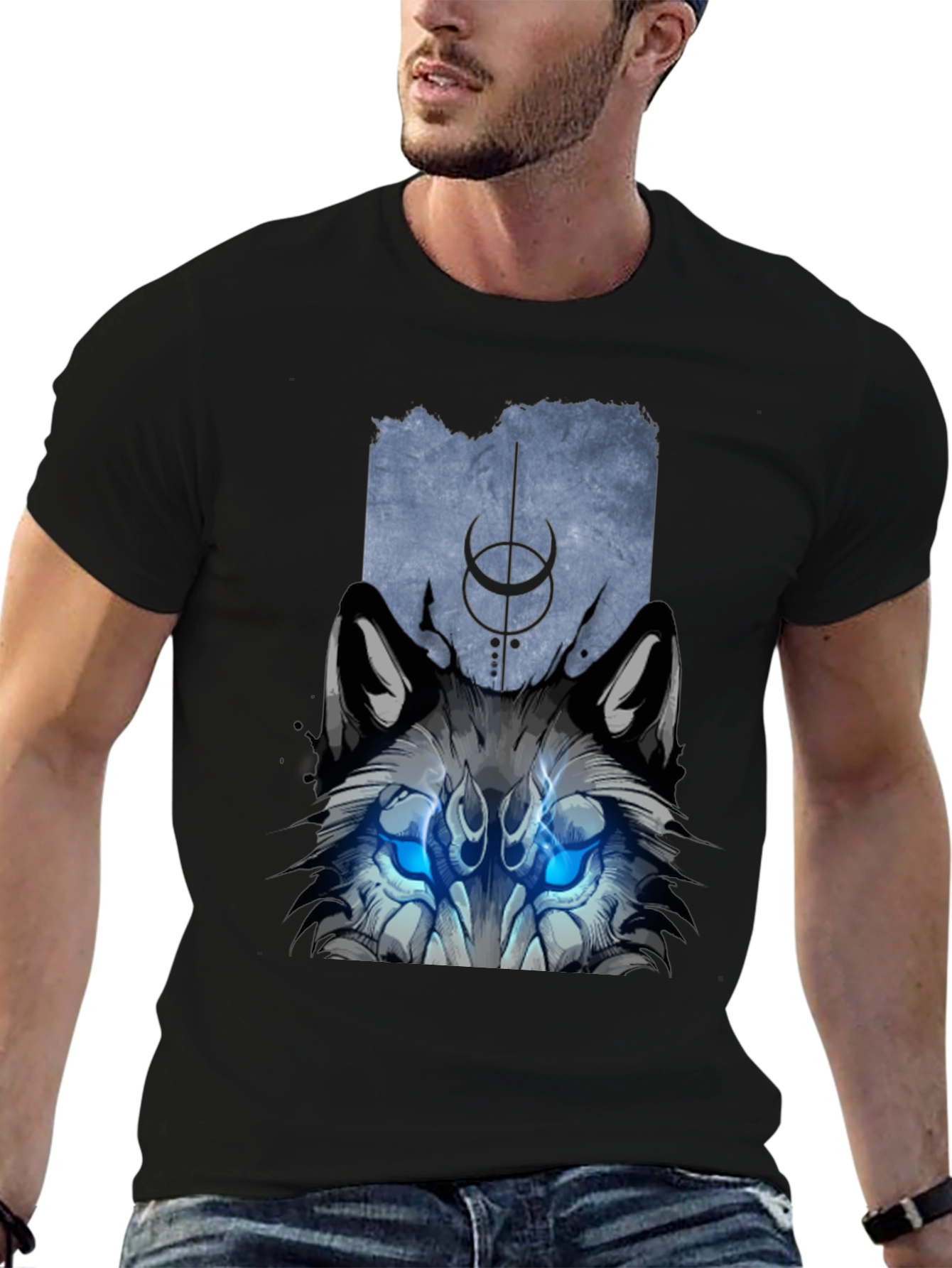 Mystic Wolf Graphic Tee - Black