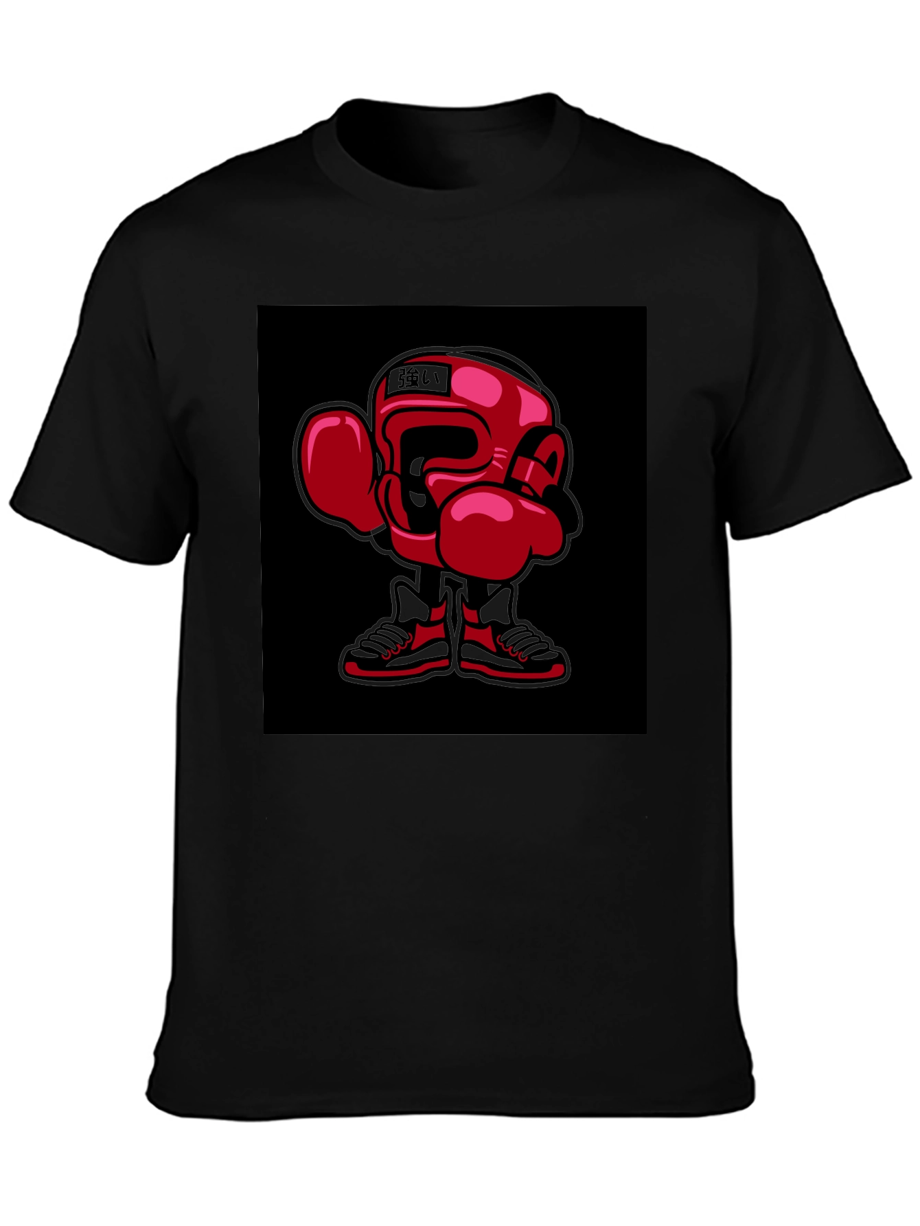 Boxing Cartoon Graphic Black Tee