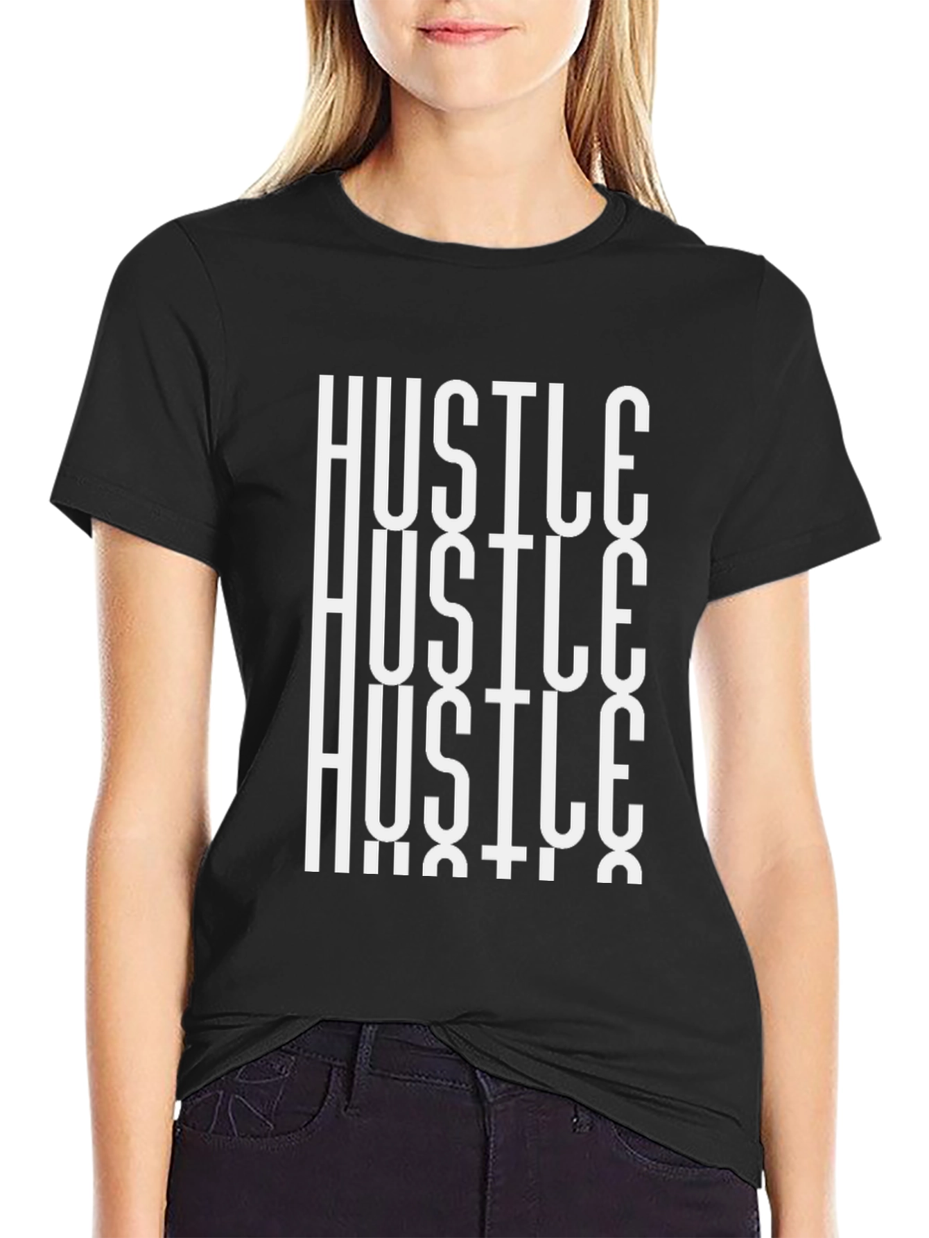 Hustle Graphic Tee - Black Casual T-Shirt