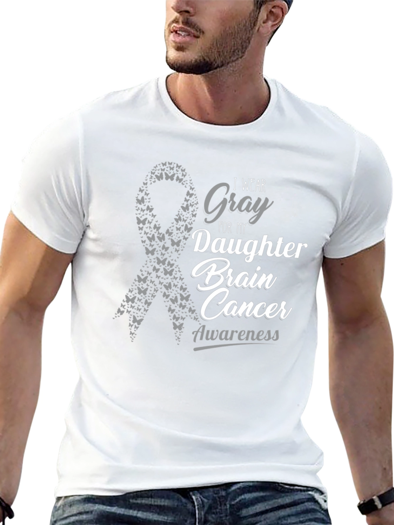 Gray Brain Cancer Awareness T-Shirt