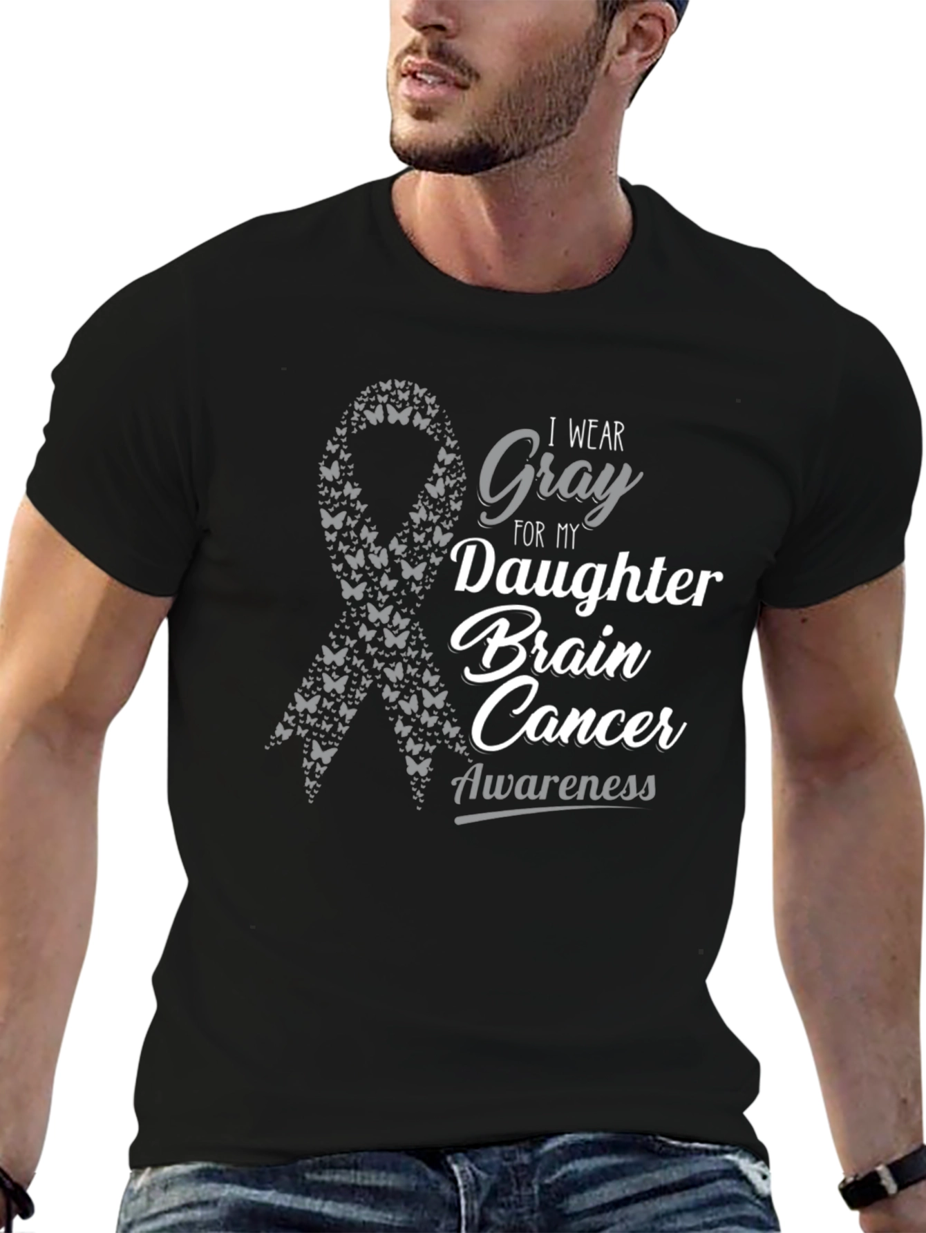 Gray Brain Cancer Awareness T-Shirt