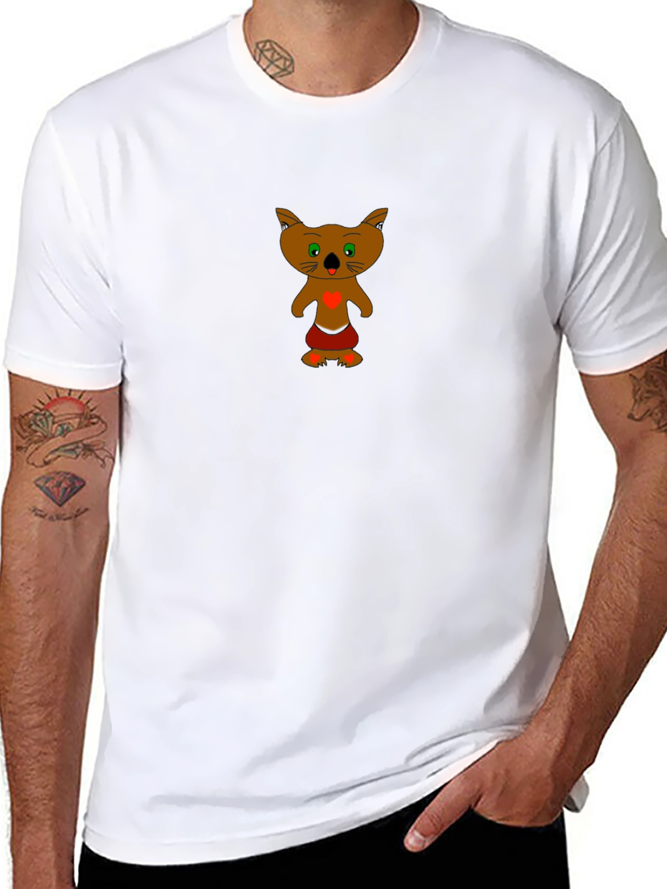 Black T-Shirt with Cartoon Koala Design