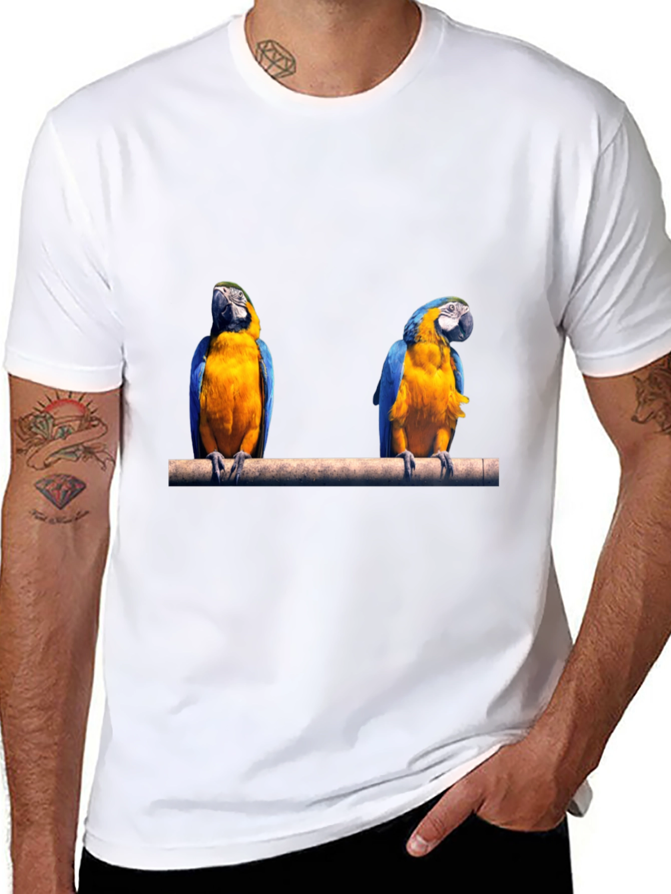 Parrot Print Black T-Shirt