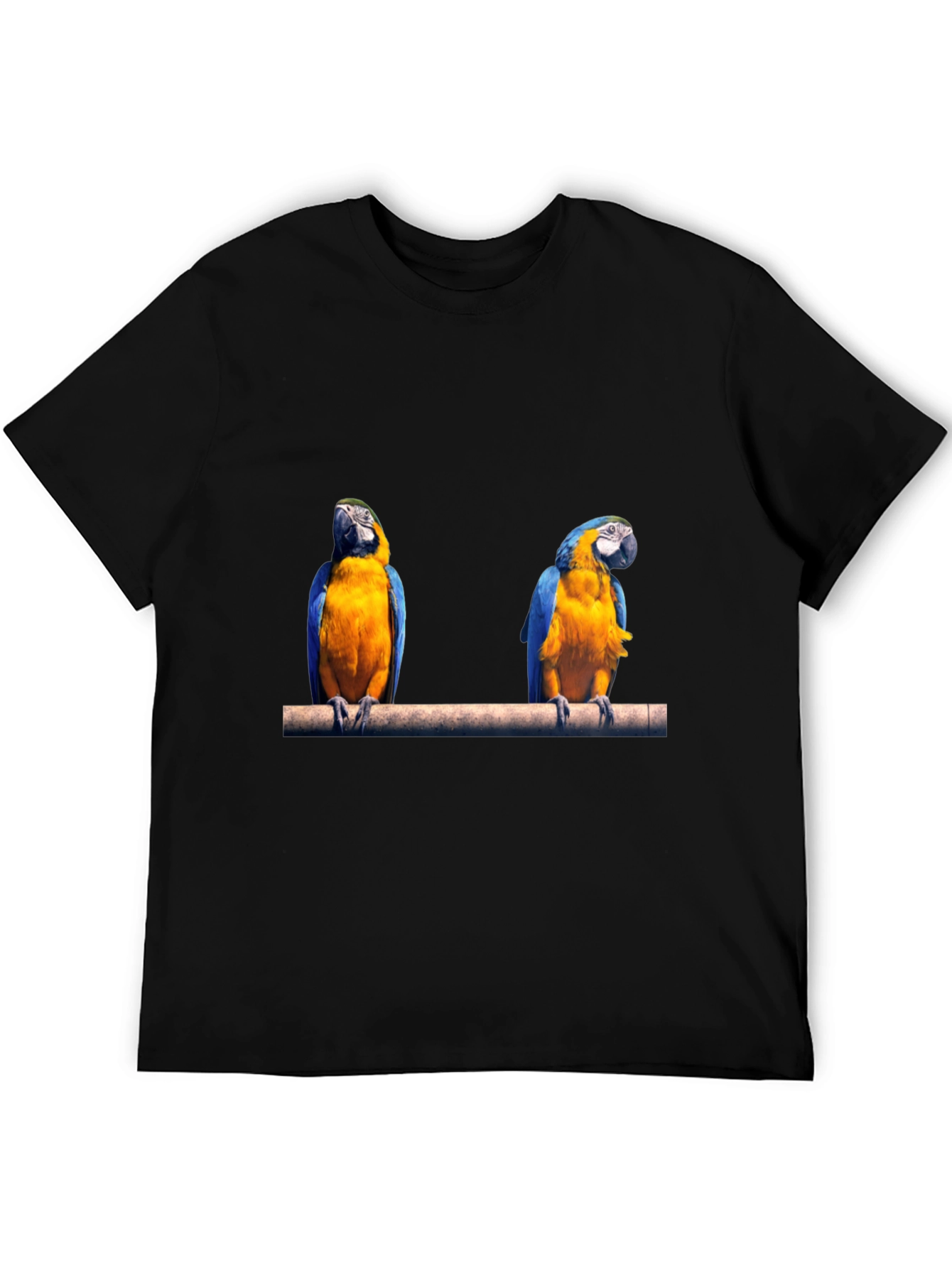 Parrot Print Black T-Shirt