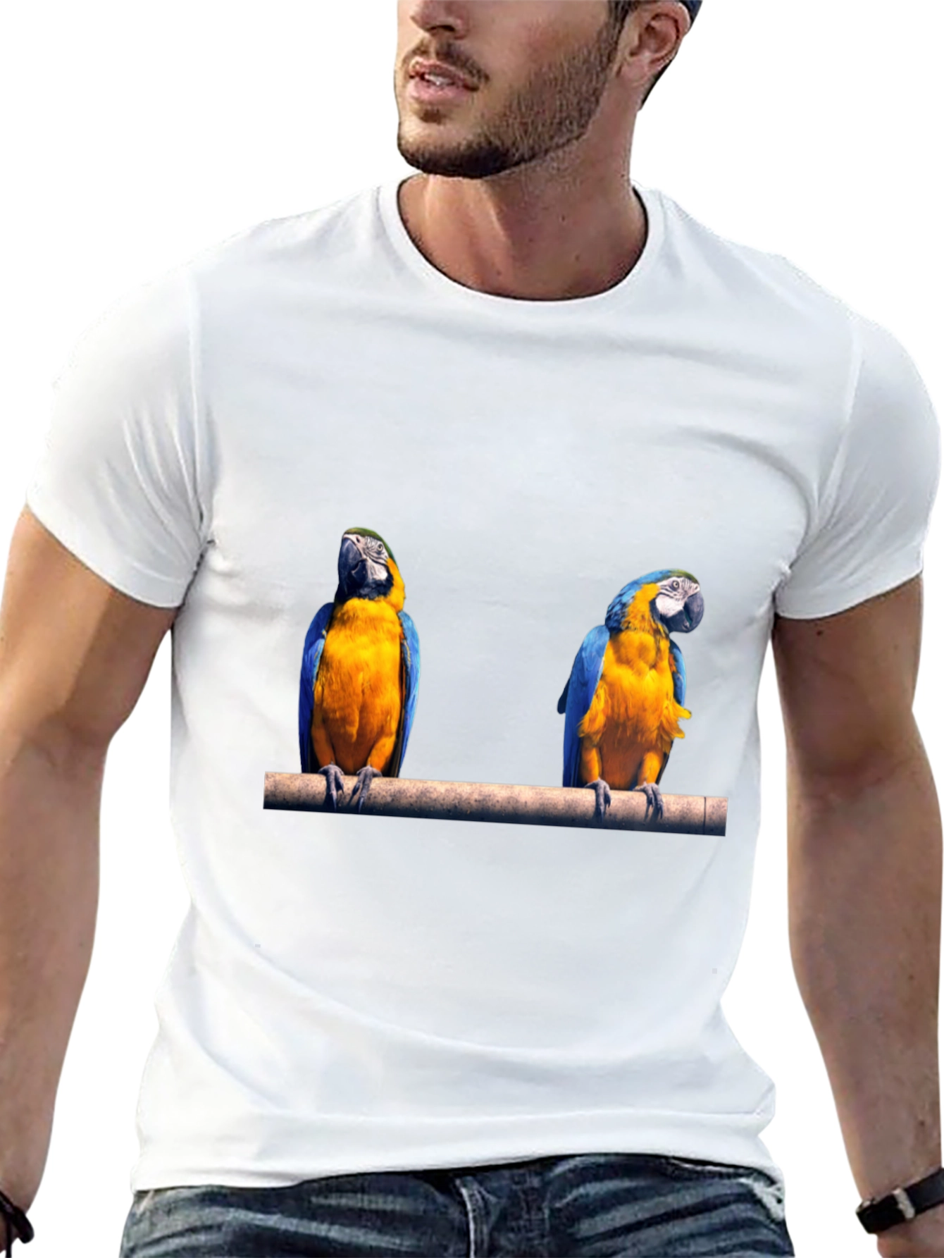 Parrot Print Black T-Shirt