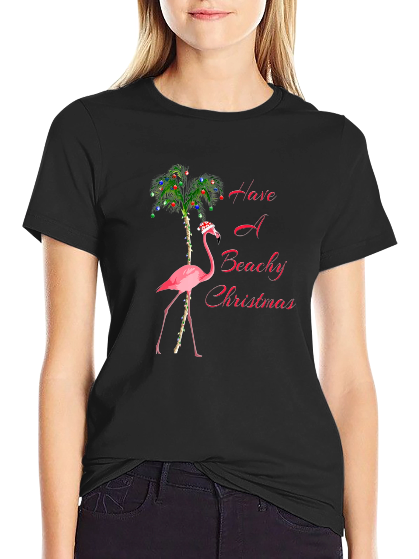 Beach Christmas Flamingo T-Shirt