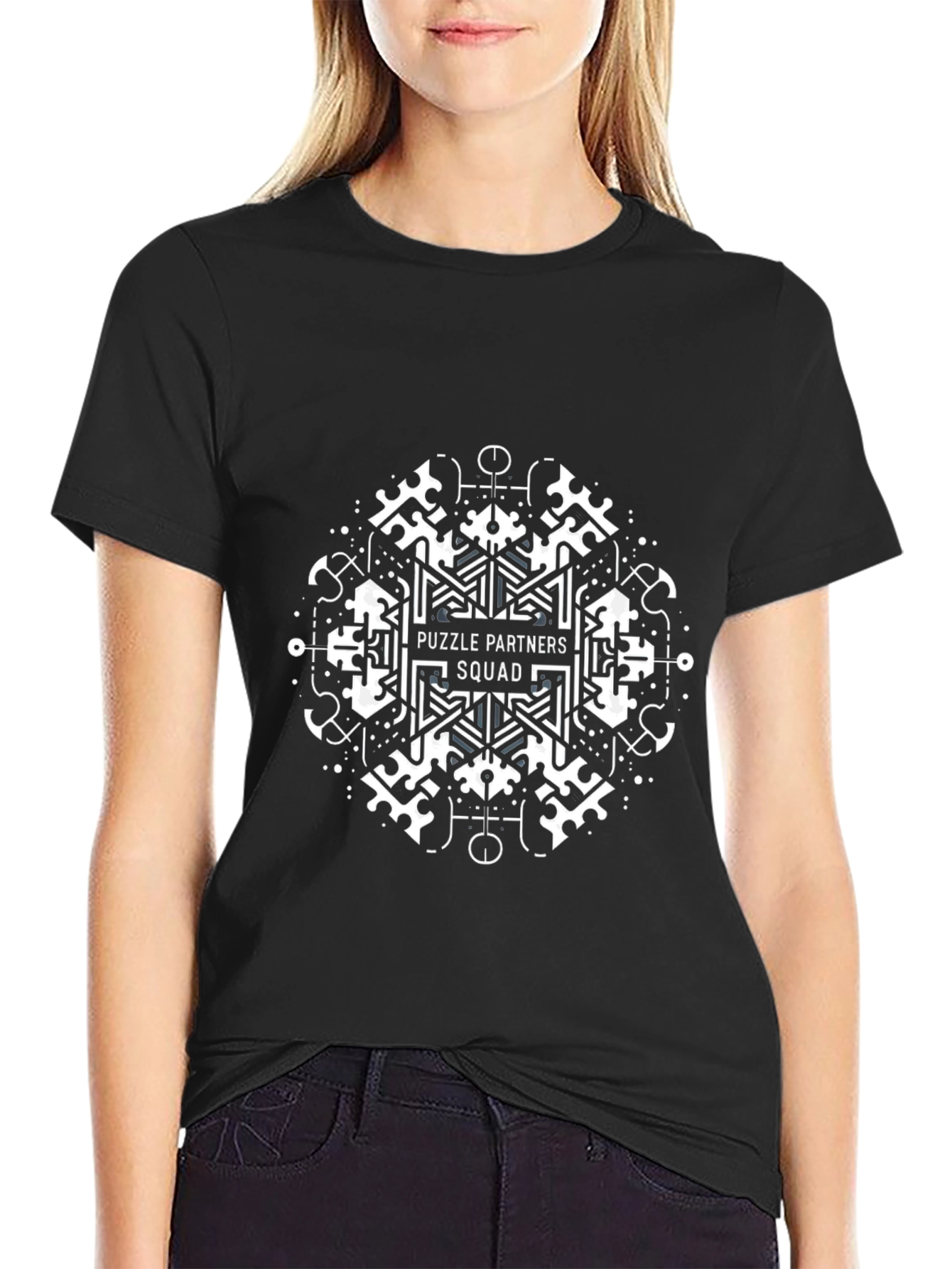 Puzzle Partners Squad Black Graphic Tee