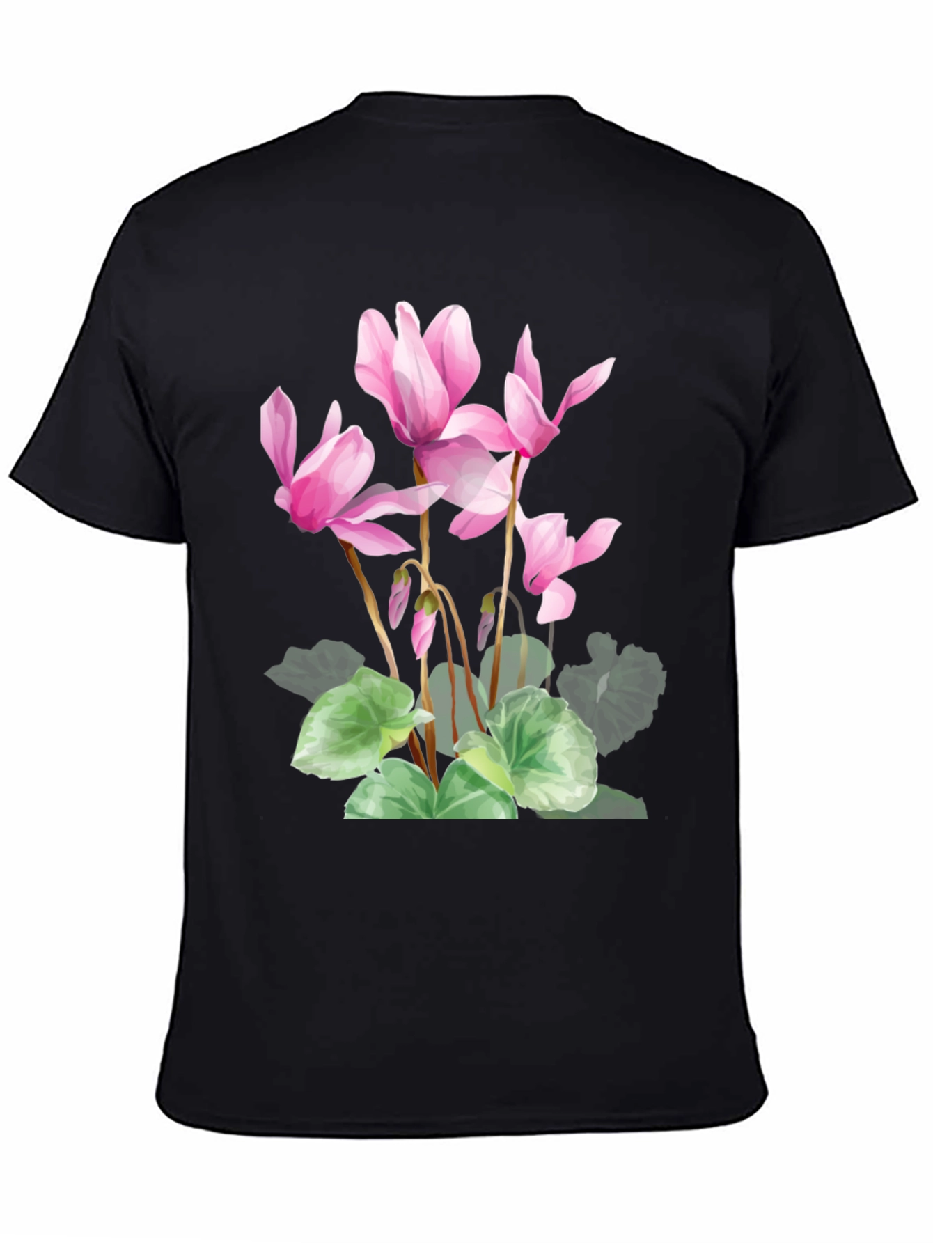 Floral Print Black T-Shirt - Stylish Botanical Design