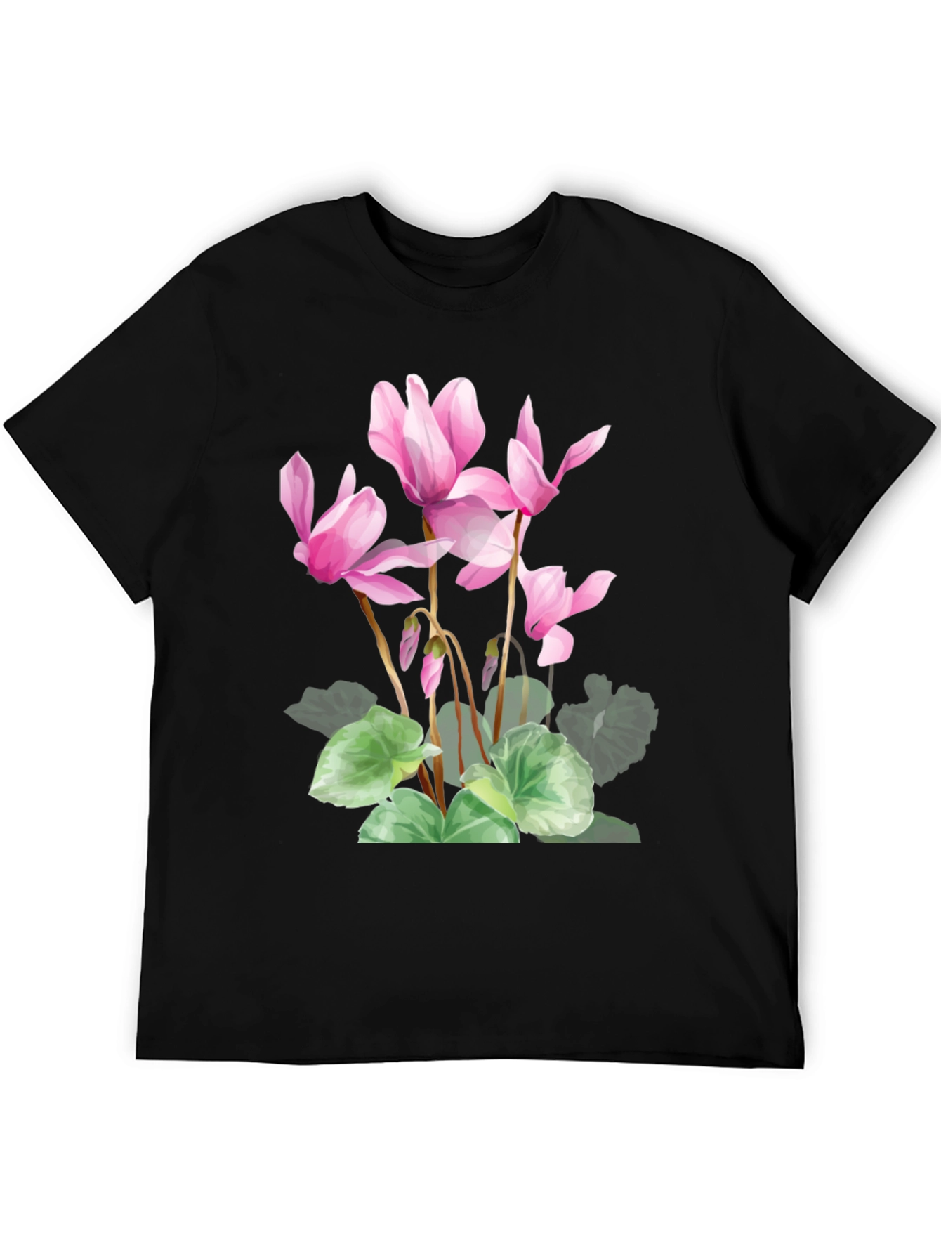 Floral Print Black T-Shirt - Stylish Botanical Design