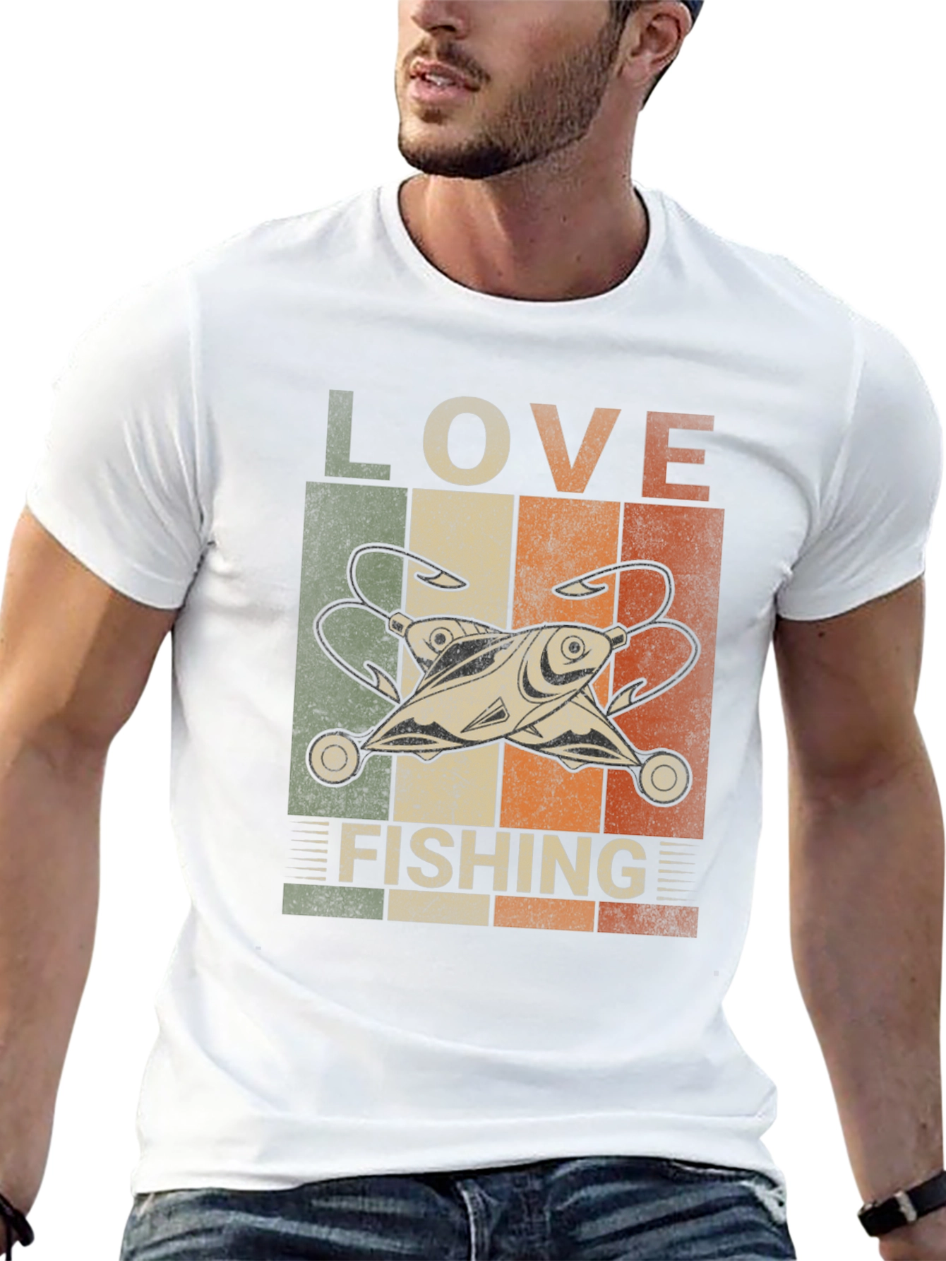 Love Fishing Retro Graphic T-Shirt