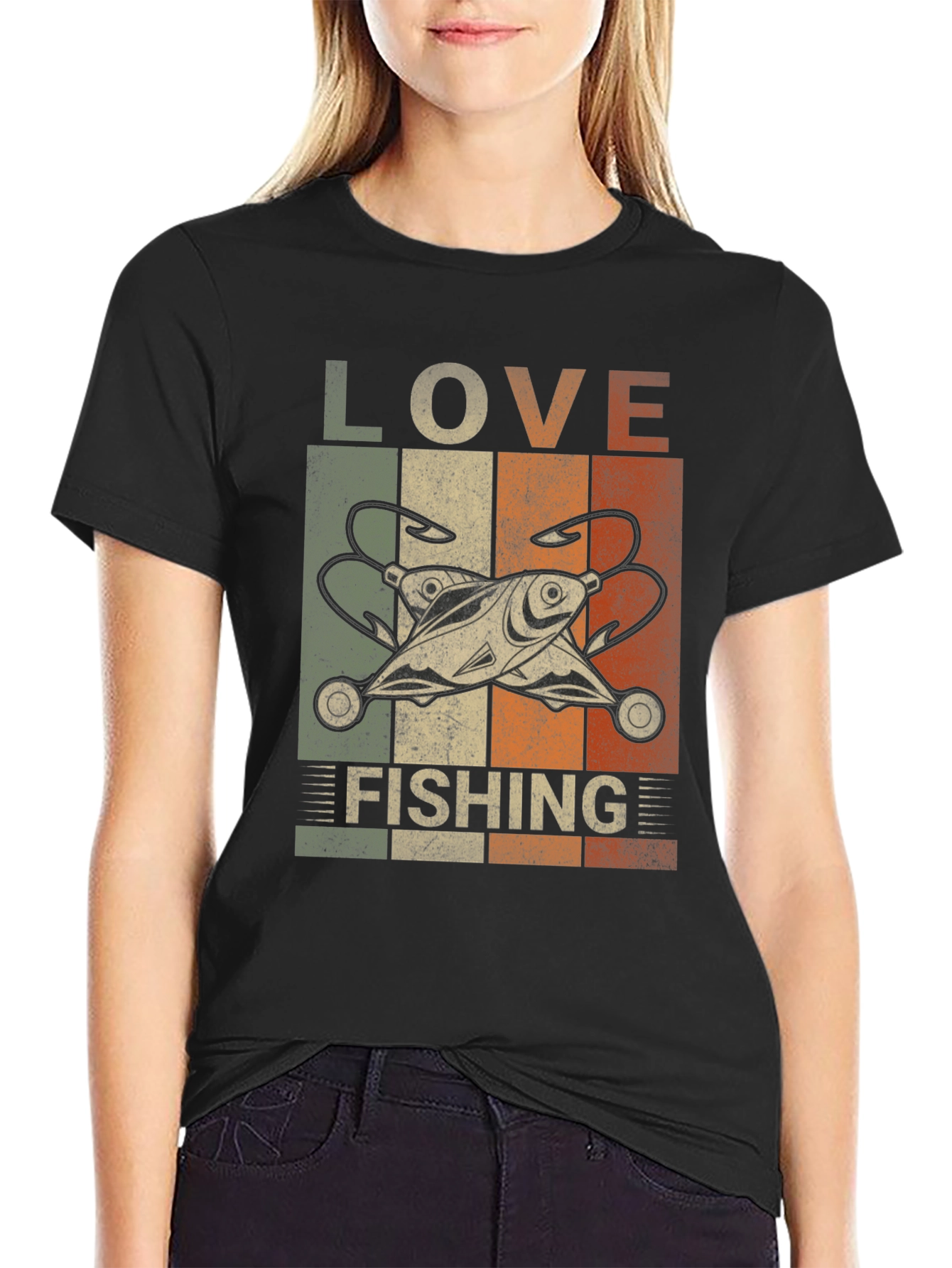 Love Fishing Retro Graphic T-Shirt