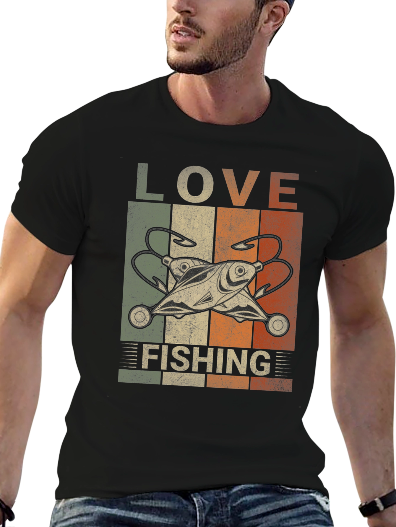 Love Fishing Retro Graphic T-Shirt