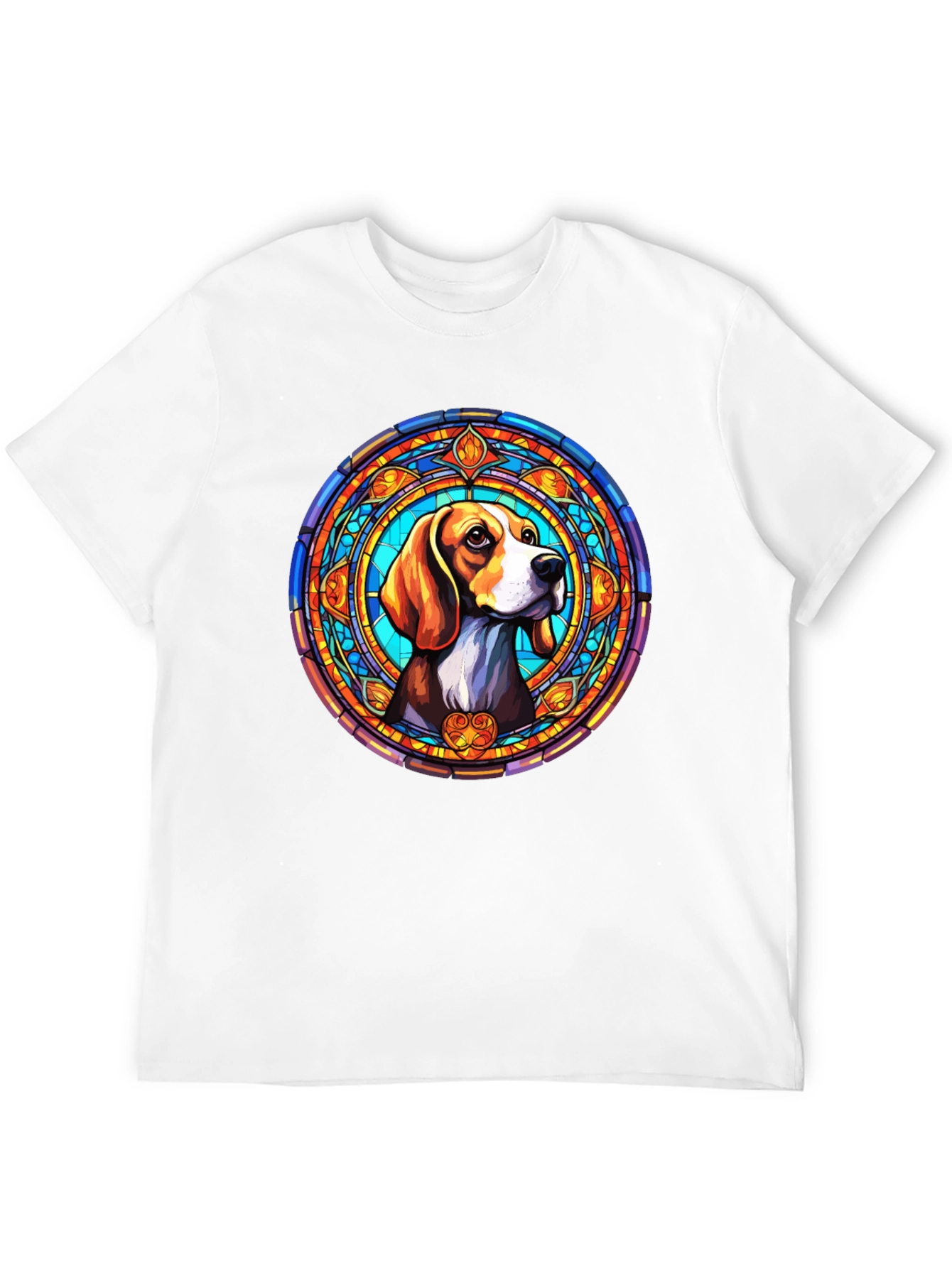 Stained Glass Beagle Dog Graphic T-Shirt
