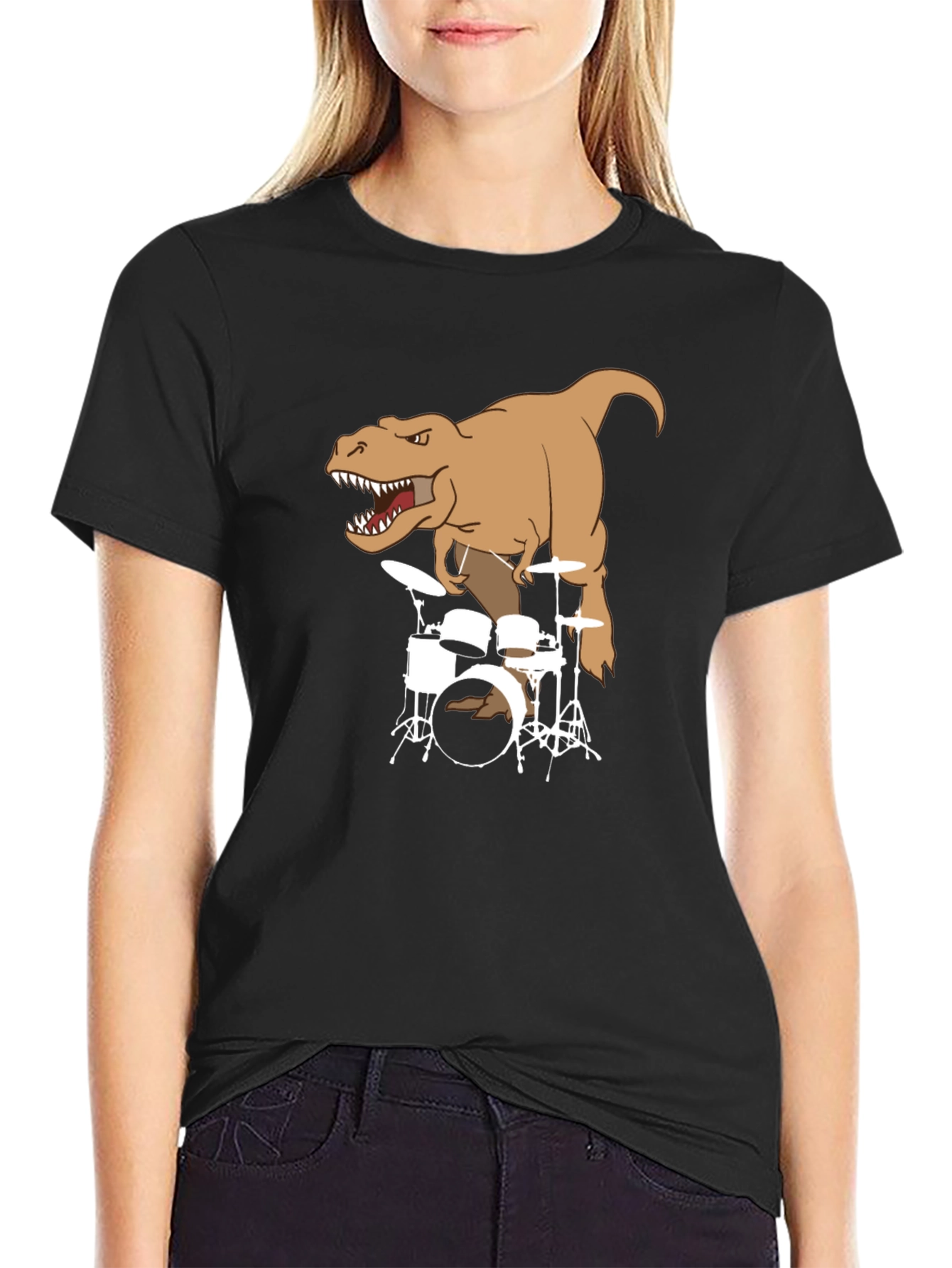 T-Rex Drummer Graphic Print T-Shirt